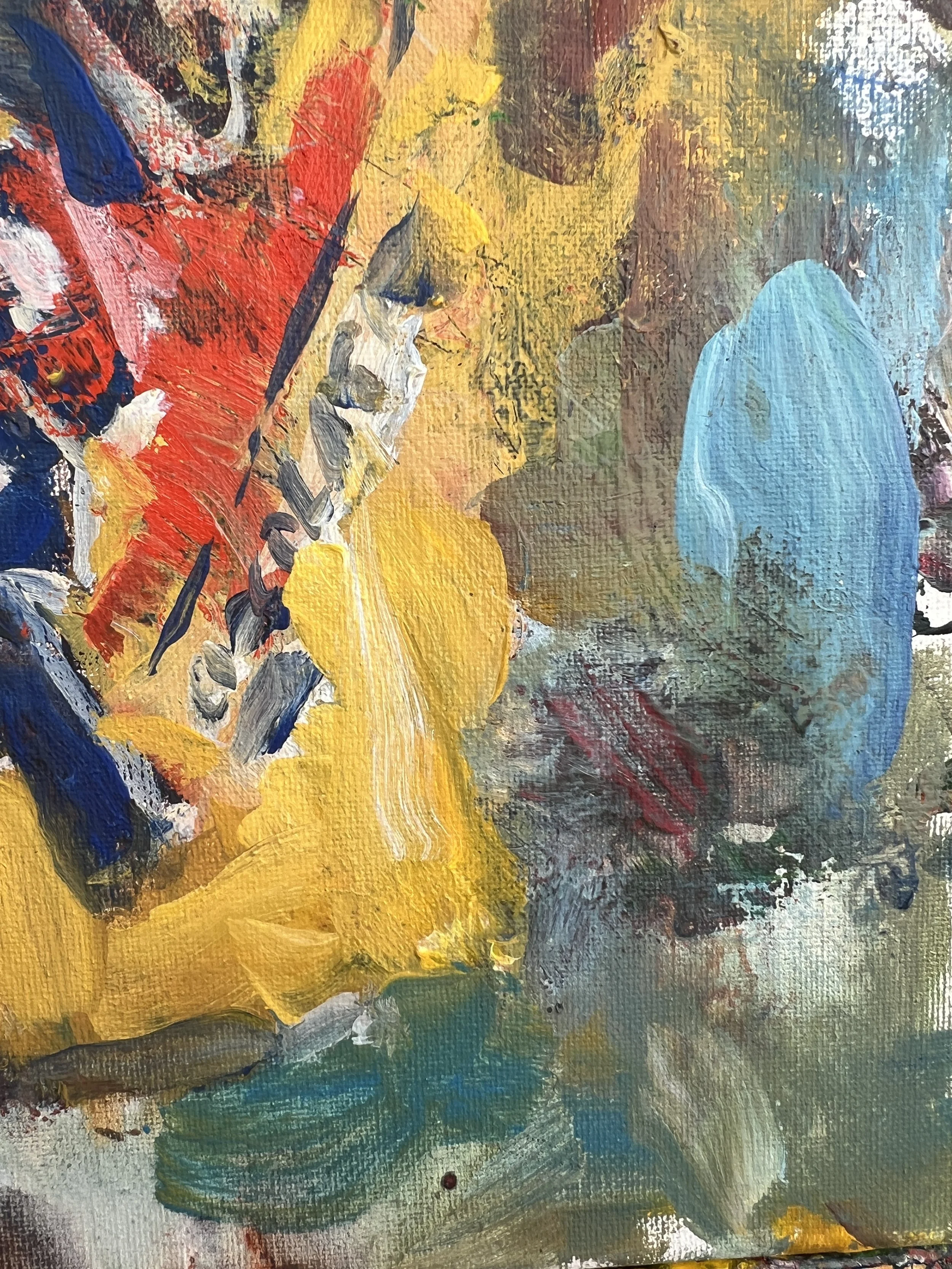 Texture detail of Bold expressive Yoo-hoo chocolate drink original painting on canvas