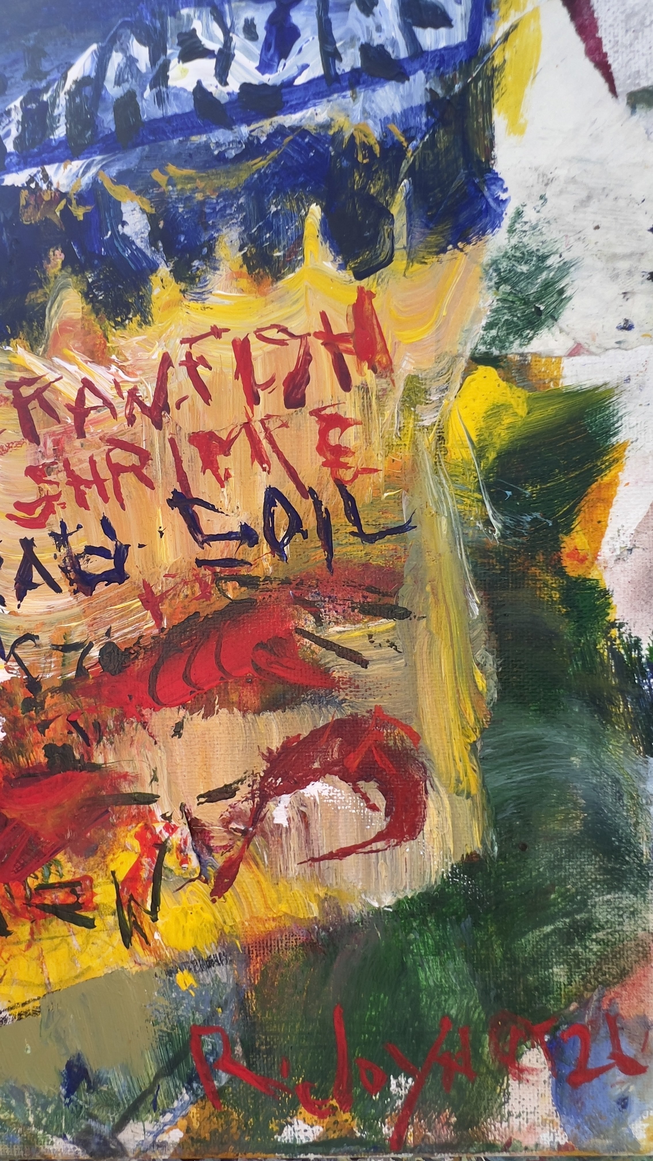 Mixed media painting of a Zatarain's crawfish boil seasoning box painting close up 4