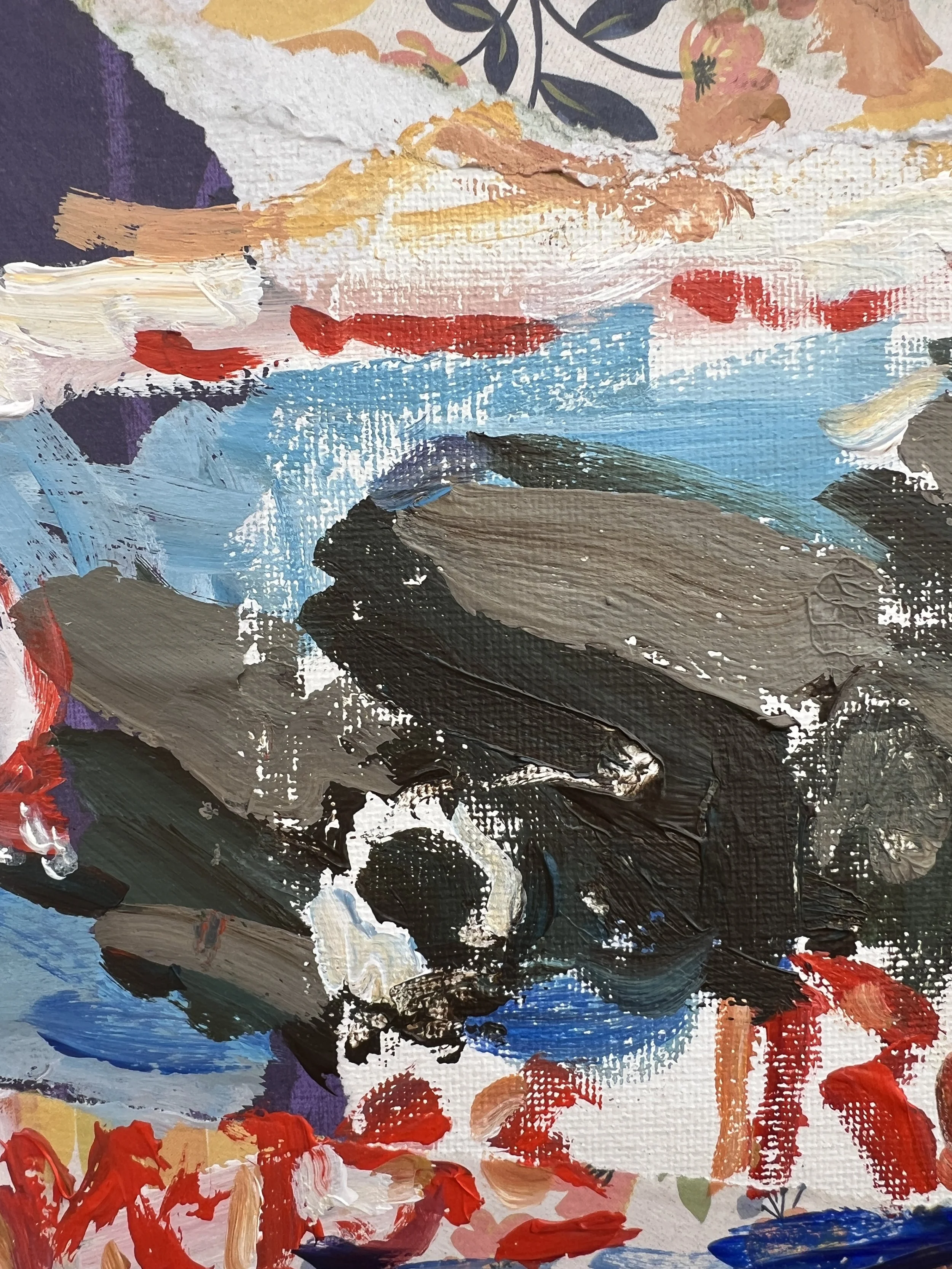 Close-up of Bold expressive painting of Little Debbie Swiss Cake Rolls box