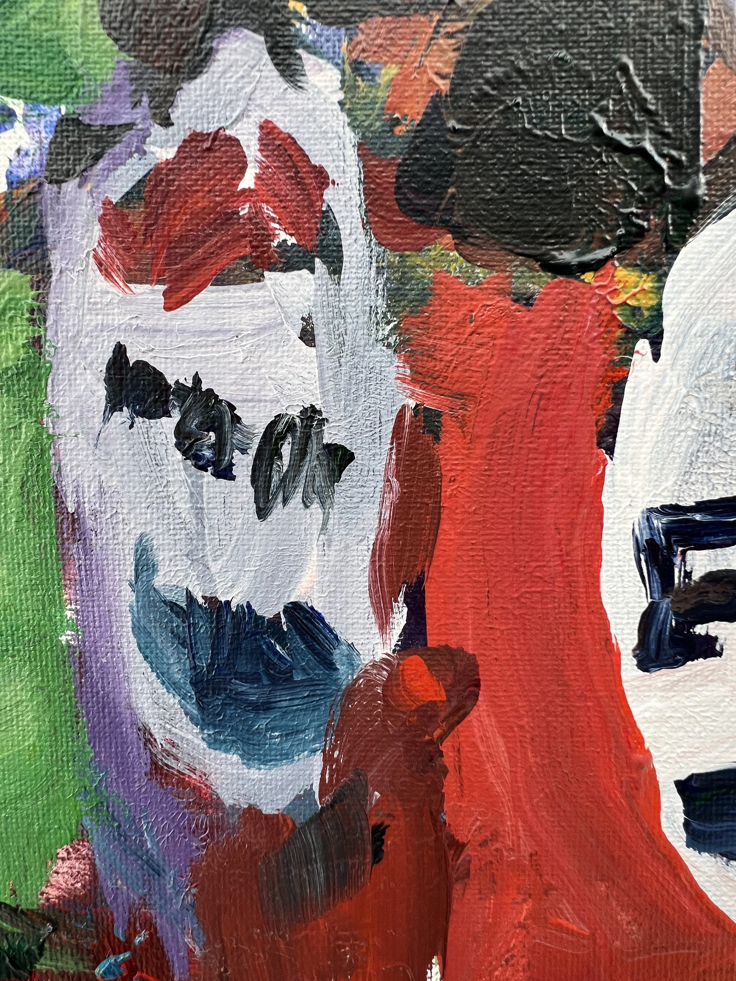 Texture detail of Loose expressive original painting of Pepsi Cola six-pack bottles