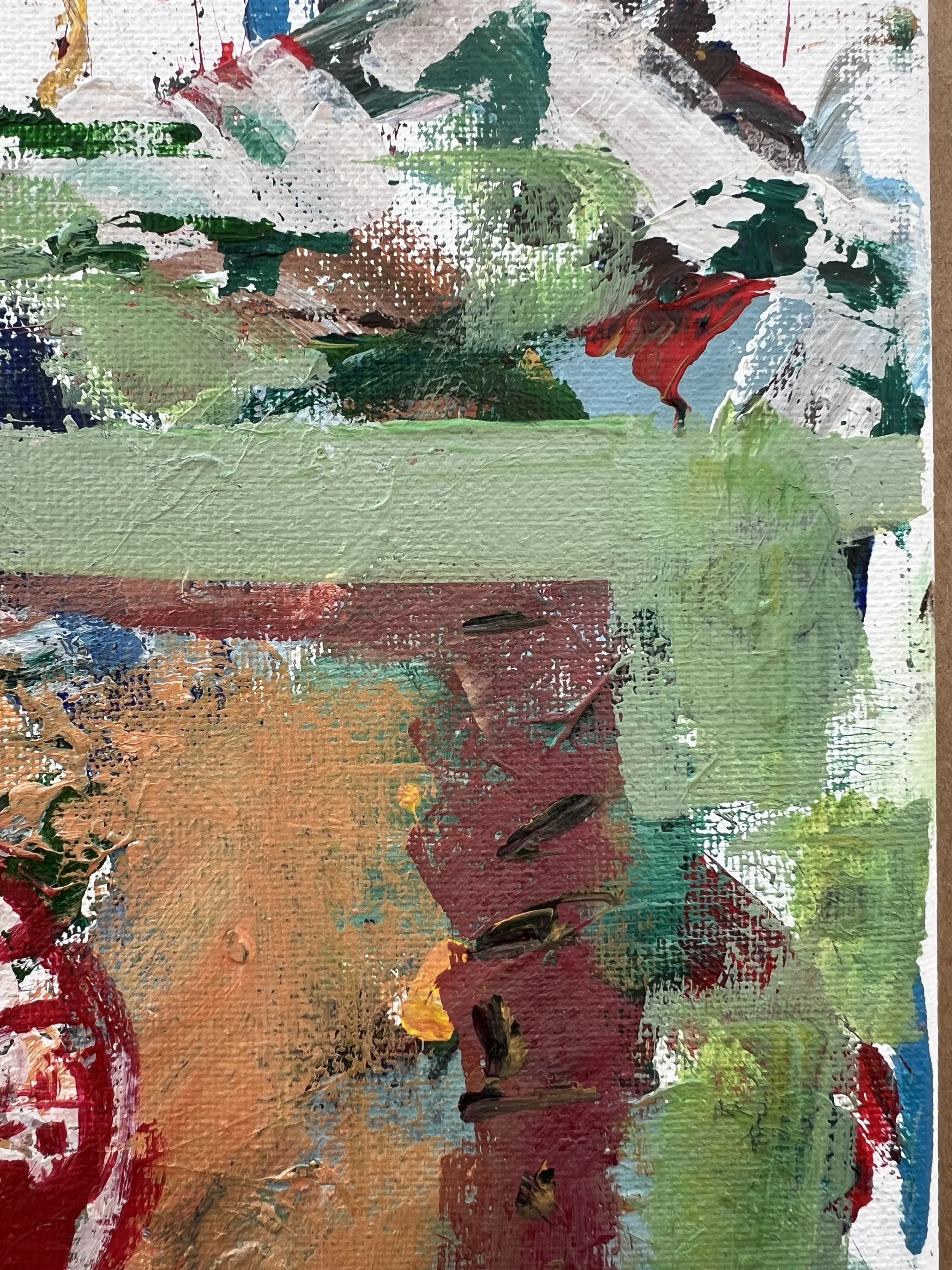 Expressive acrylic painting of a baking soda box with bold orange tones and loose brushstrokes close up 2