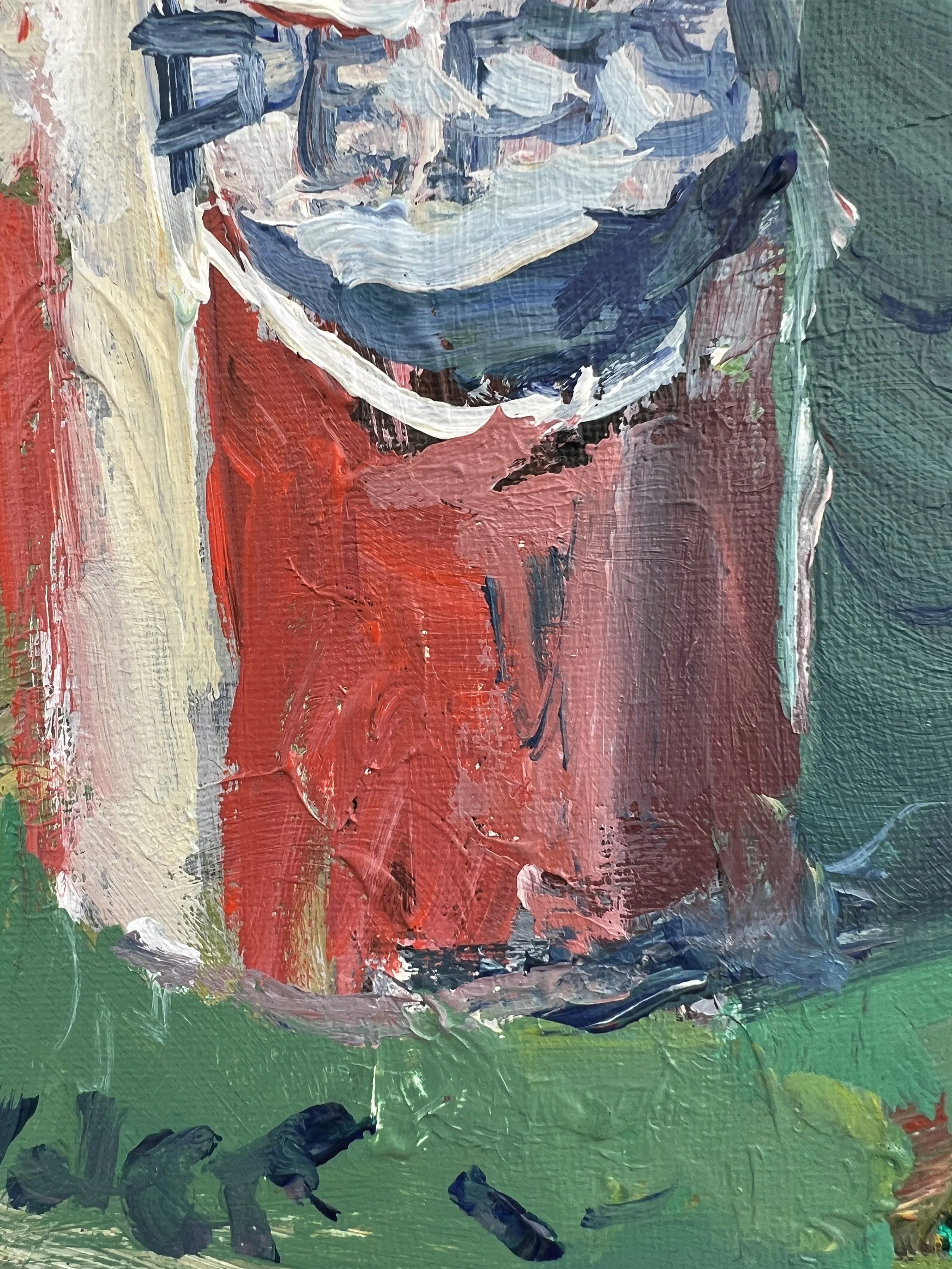 Brushwork detail of Loose expressive acrylic painting of a Pepsi Cola can