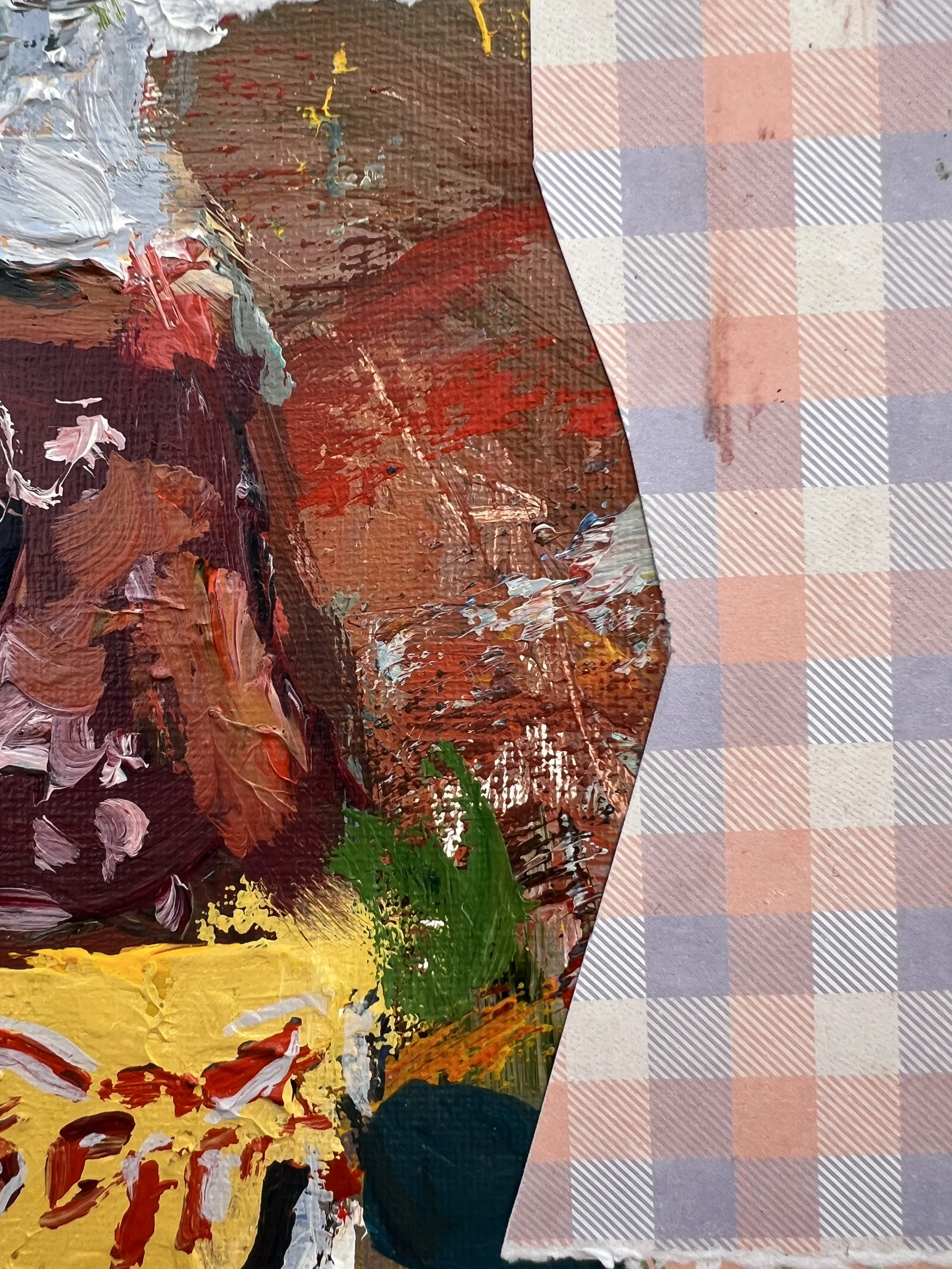 Close-up of Loose expressive original painting of Texas Pete hot sauce bottle