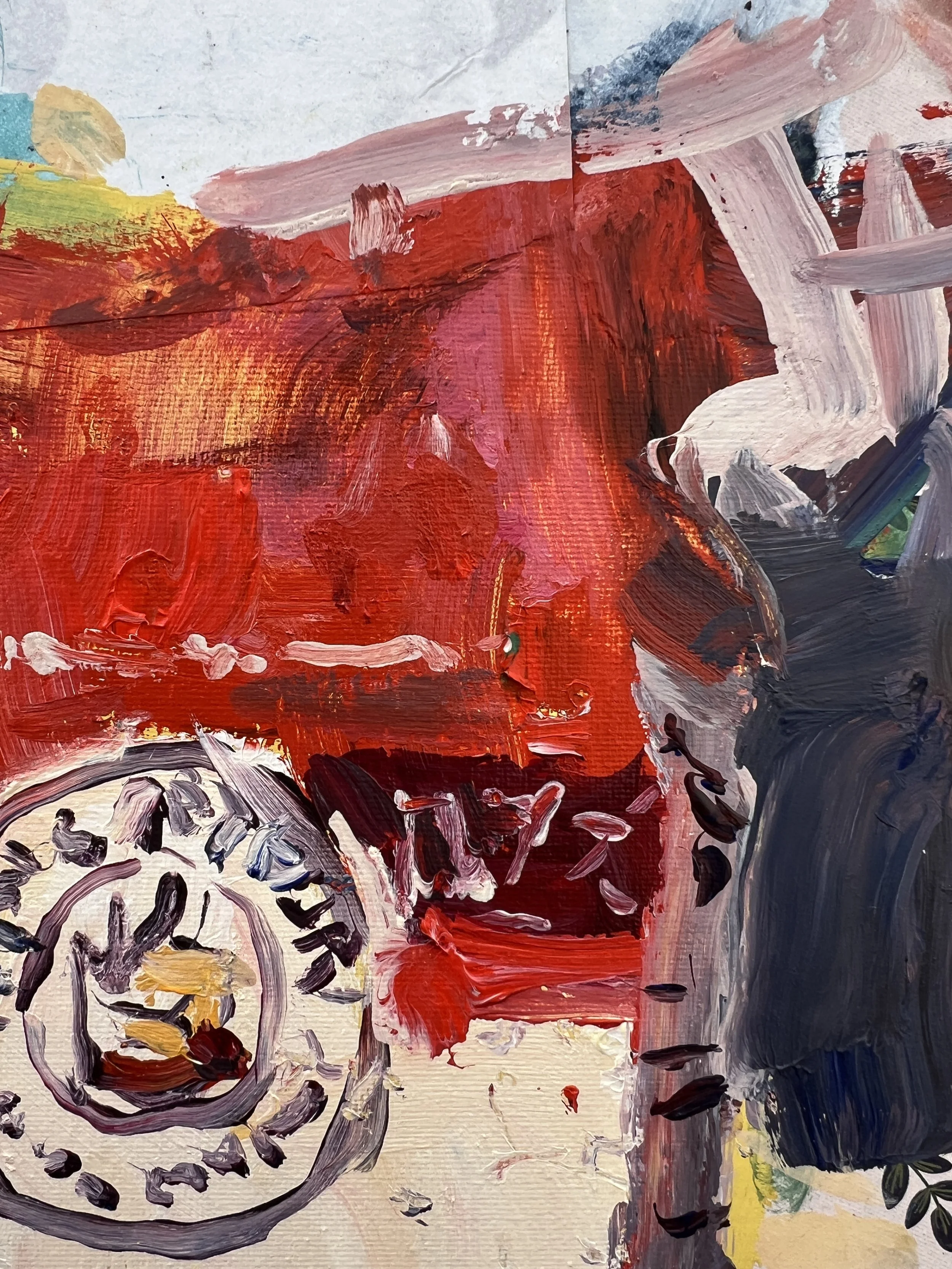 Close-up of Bold expressive original painting of a King Arthur All Purpose Flour bag