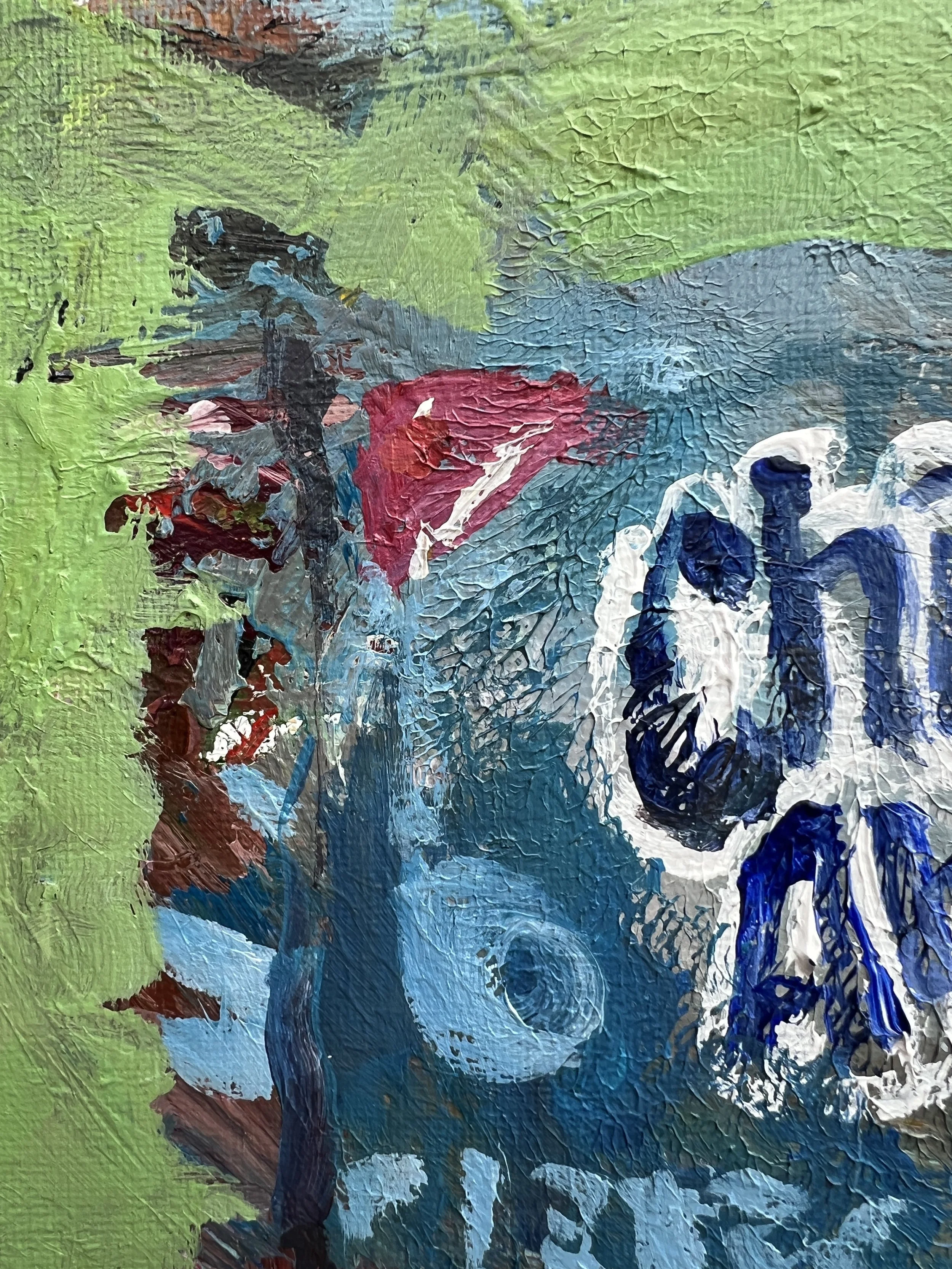 Vibrant, playful still life featuring a bag of Chips Ahoy cookies rendered in bold, expressive brushwork.close up 3