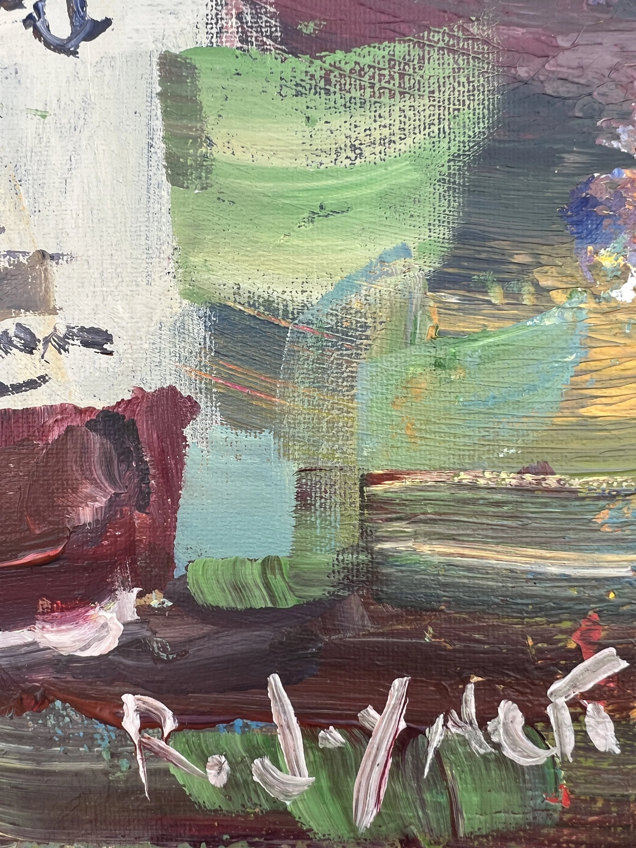 Bold expressive painting of Stubb's BBQ sauce jar with bold label, acrylics on 11x14 canvas - BBQ kitchen wall art - close up 4