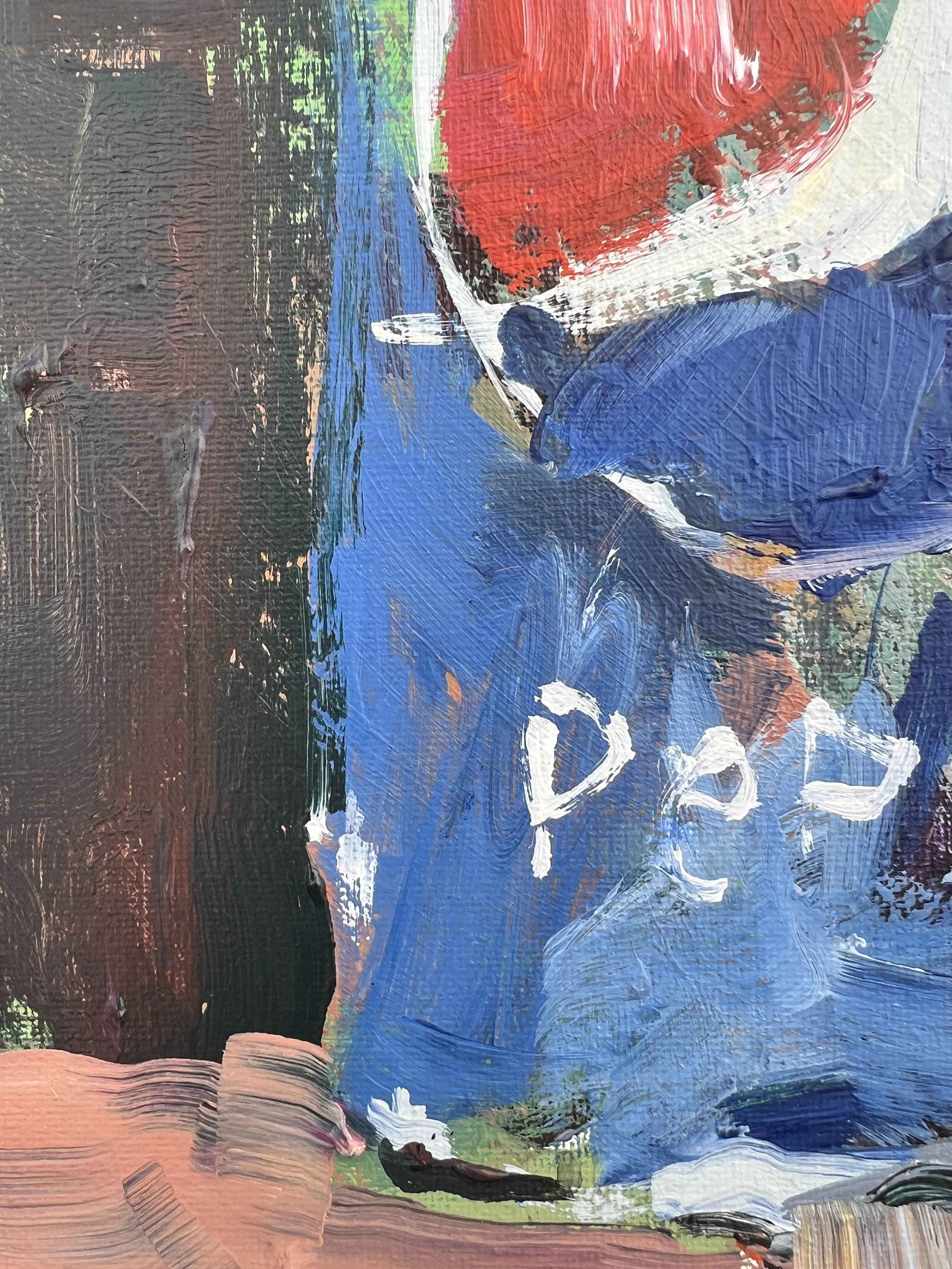 Brushwork detail of Loose expressive acrylic painting of a classic Pepsi soda