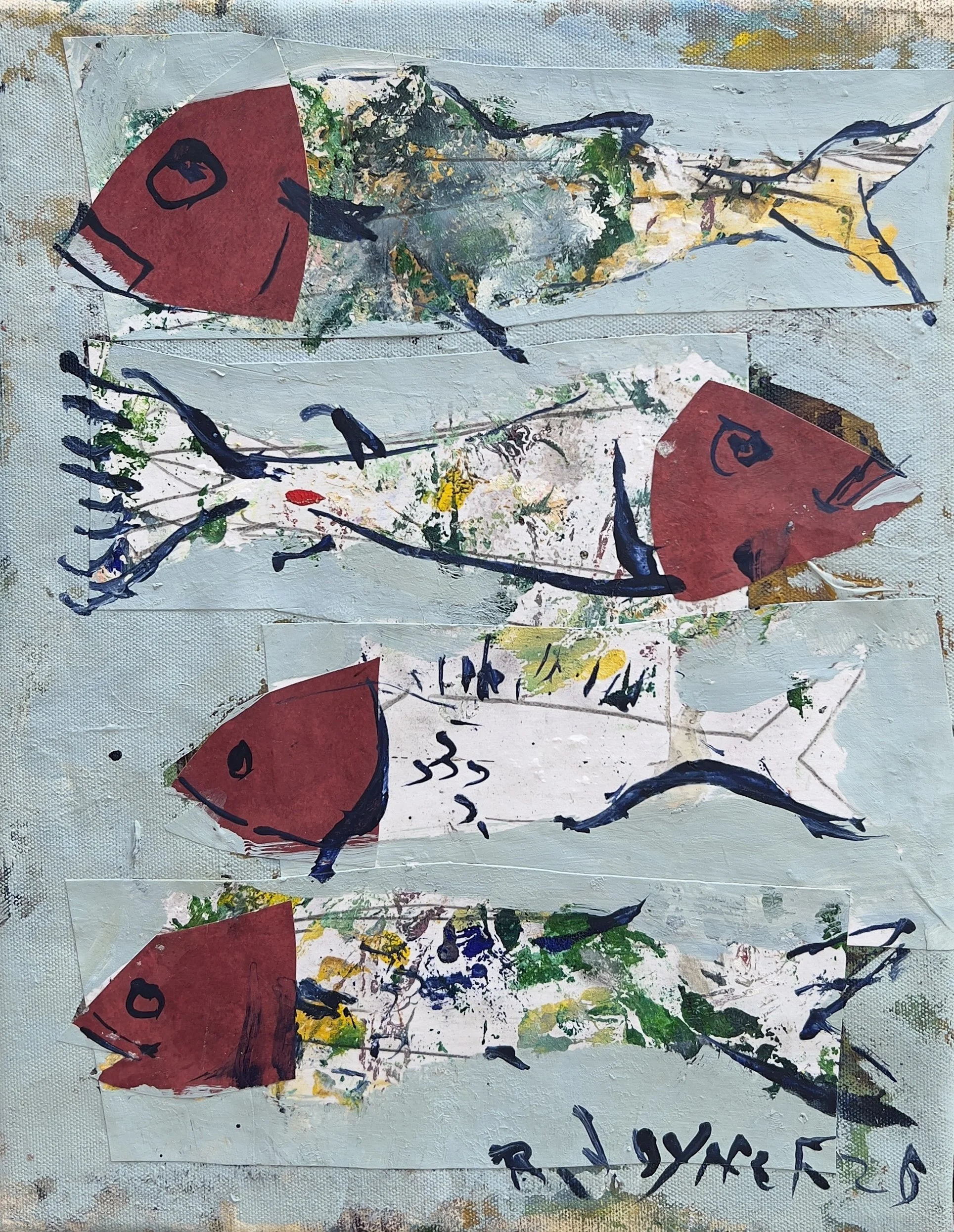 Back to Familiar Territory: A Mixed Media Fish Collage