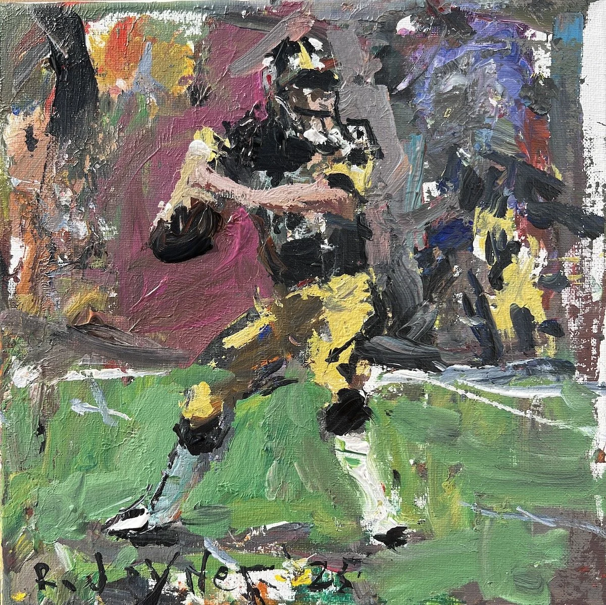 Expressive painting Pittsburg Steeler Terry Bradshaw by Robert Joyner