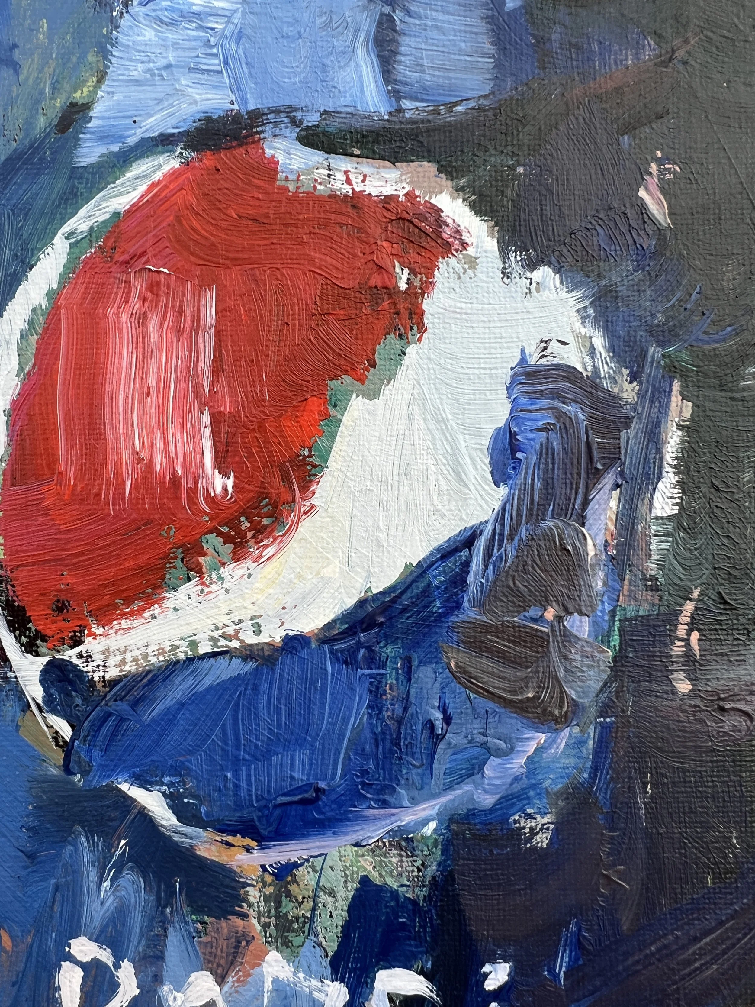 Close-up Loose expressive acrylic painting of a classic Pepsi soda