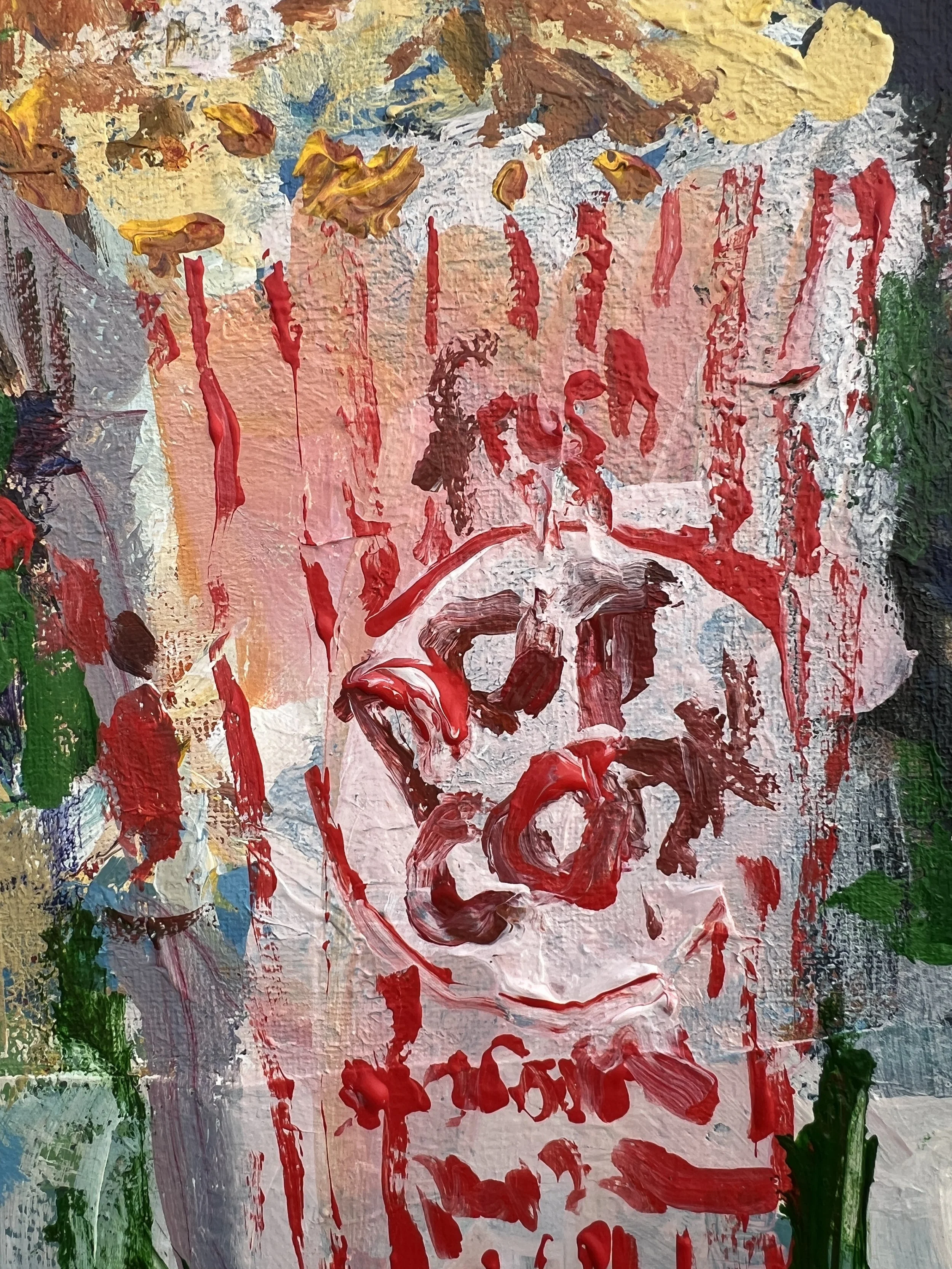 Original mixed media painting of box of popcorn - detail image 3