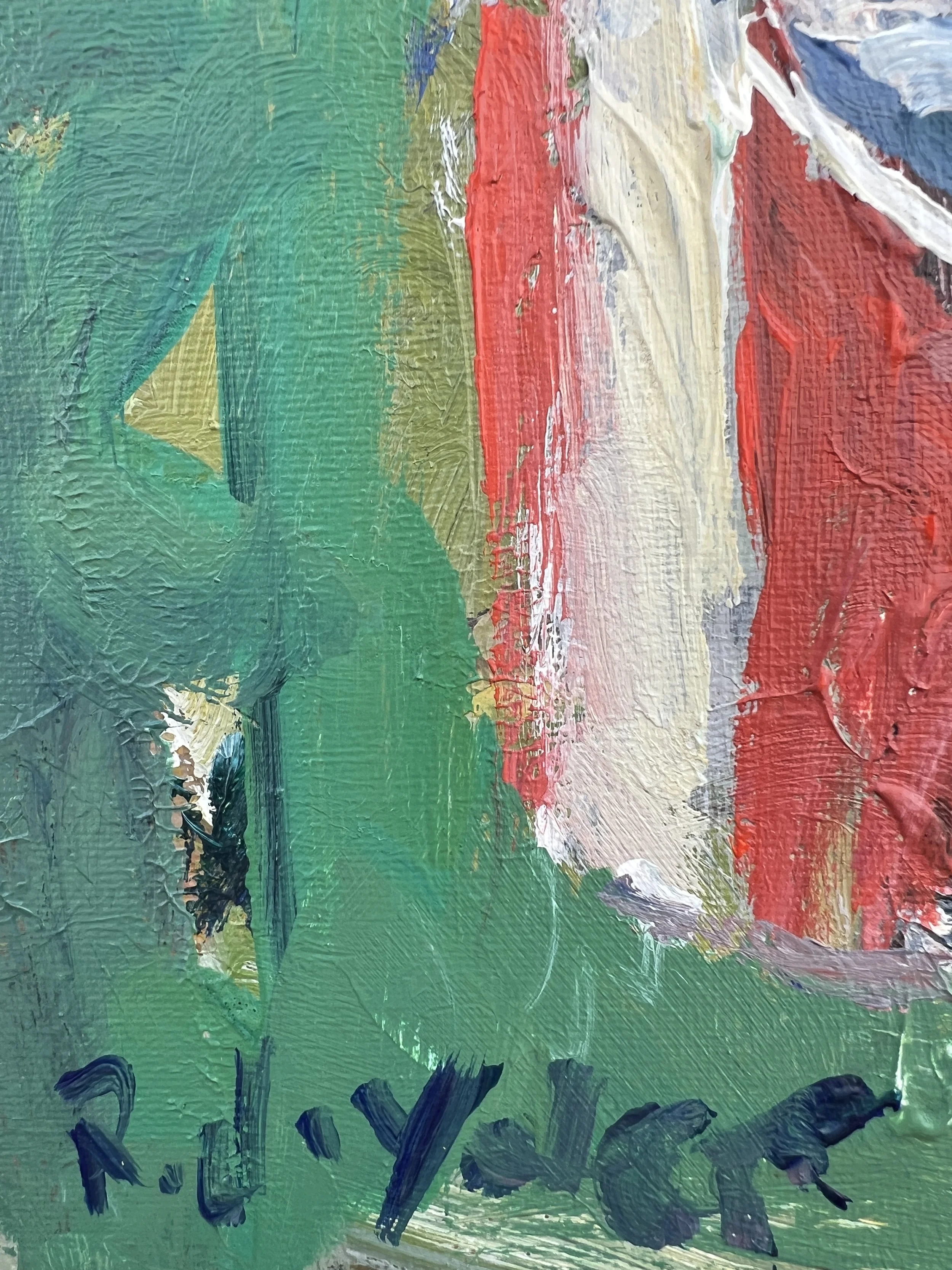 Texture detail of Loose expressive acrylic painting of a Pepsi Cola can