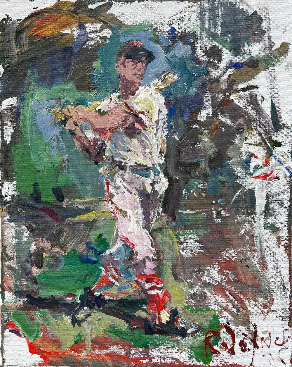 Impressionistic portrait of Johnny Pesky, Red Sox Baseball Legend