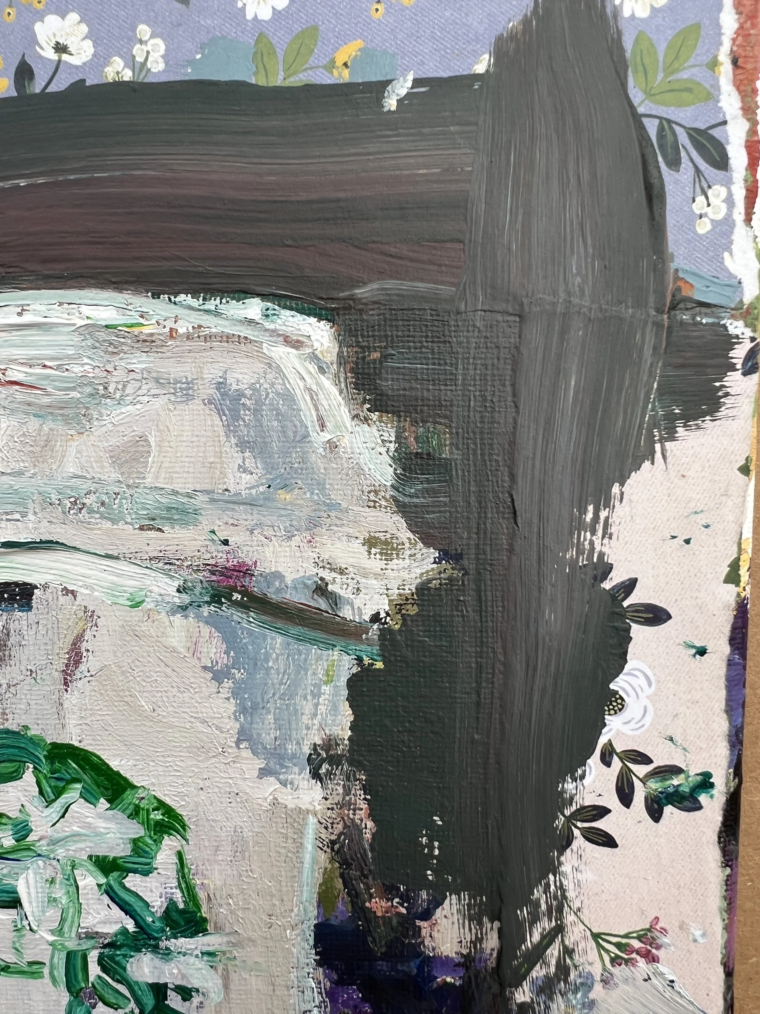 Close-up of Loose expressive original painting of a Starbucks coffee cup