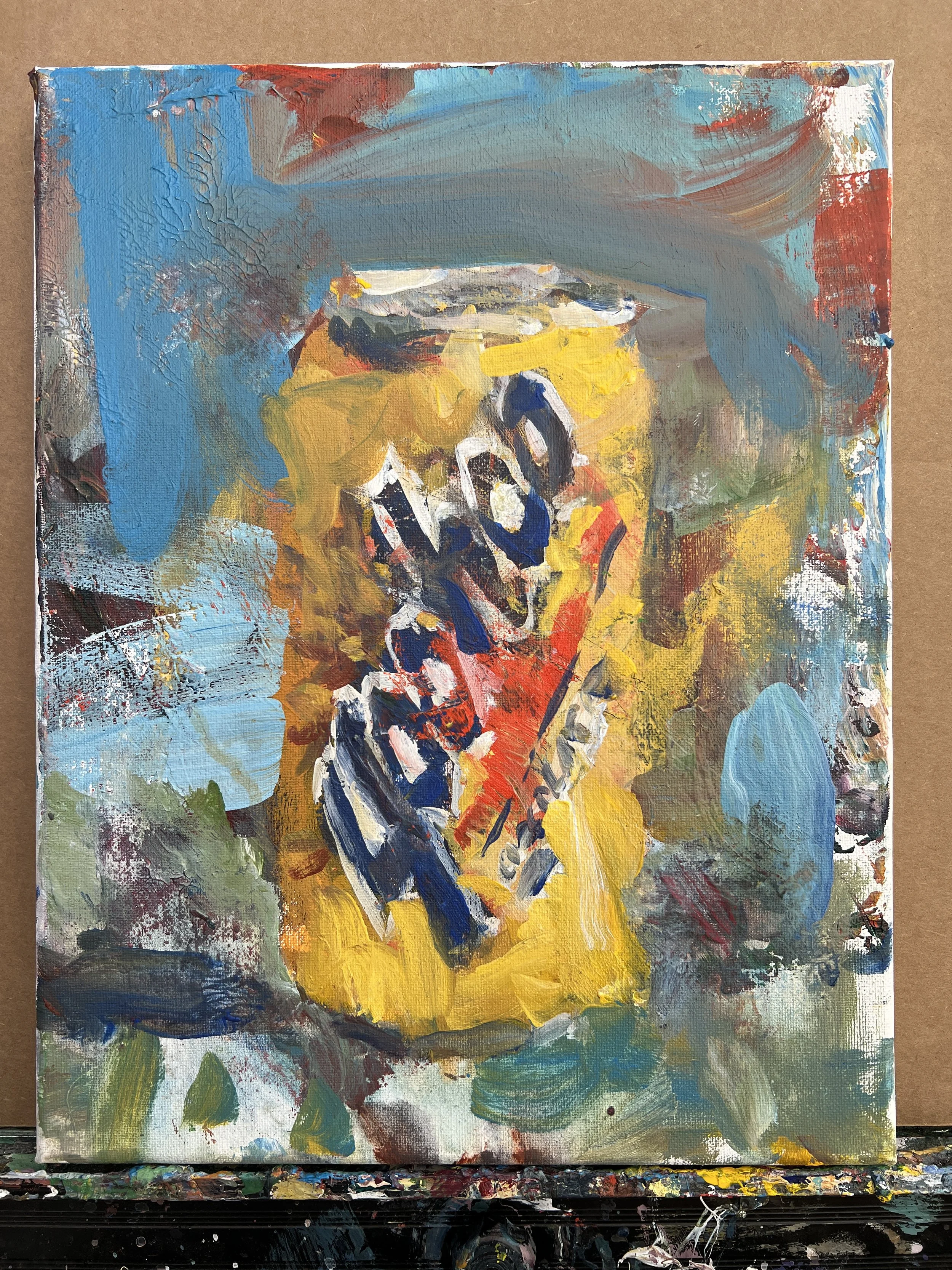 Bold expressive Yoo-hoo chocolate drink original painting on canvas shows all edges