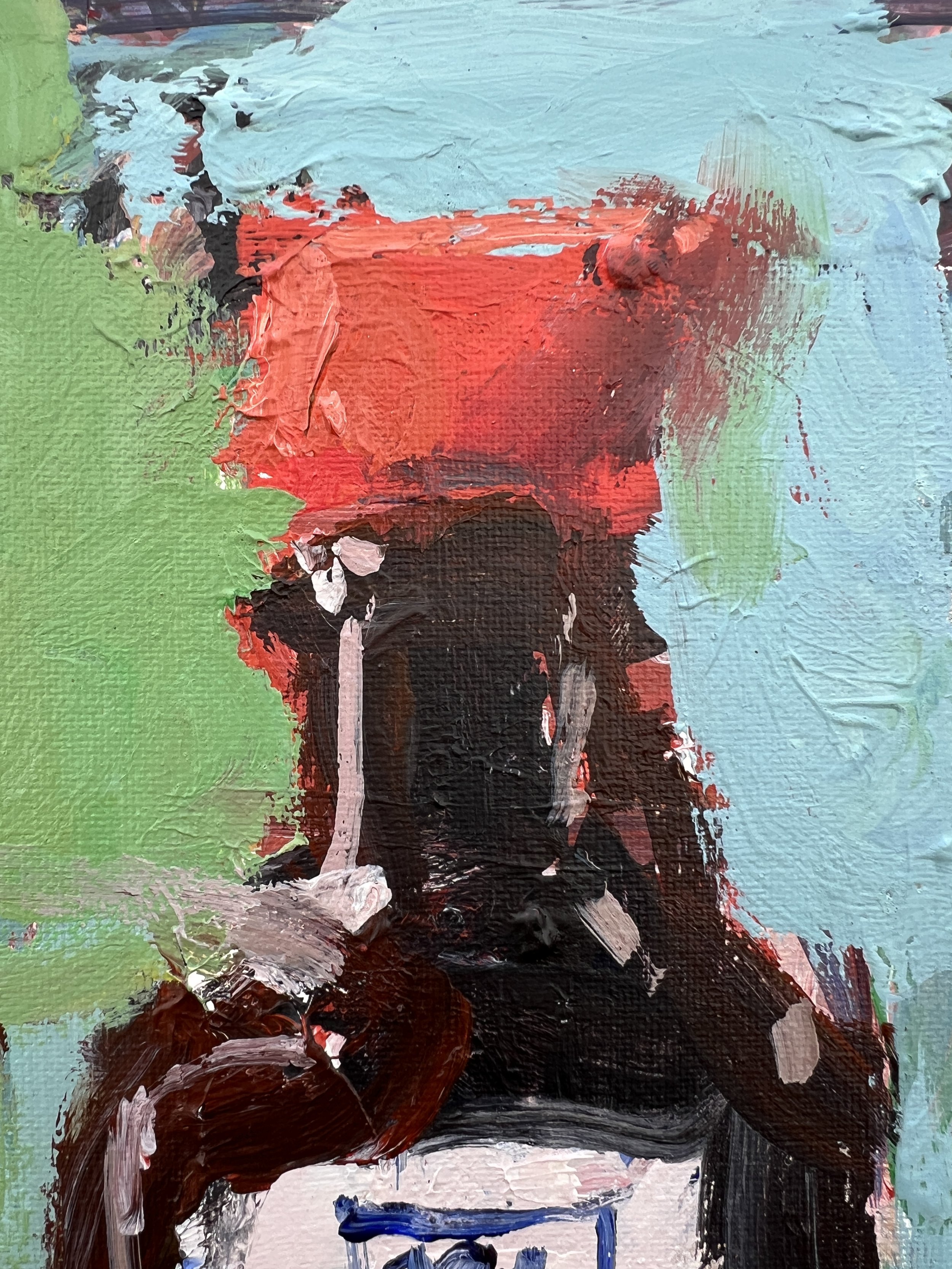 Detail view of McCormick Pure Vanilla Extract brown bottle original painting