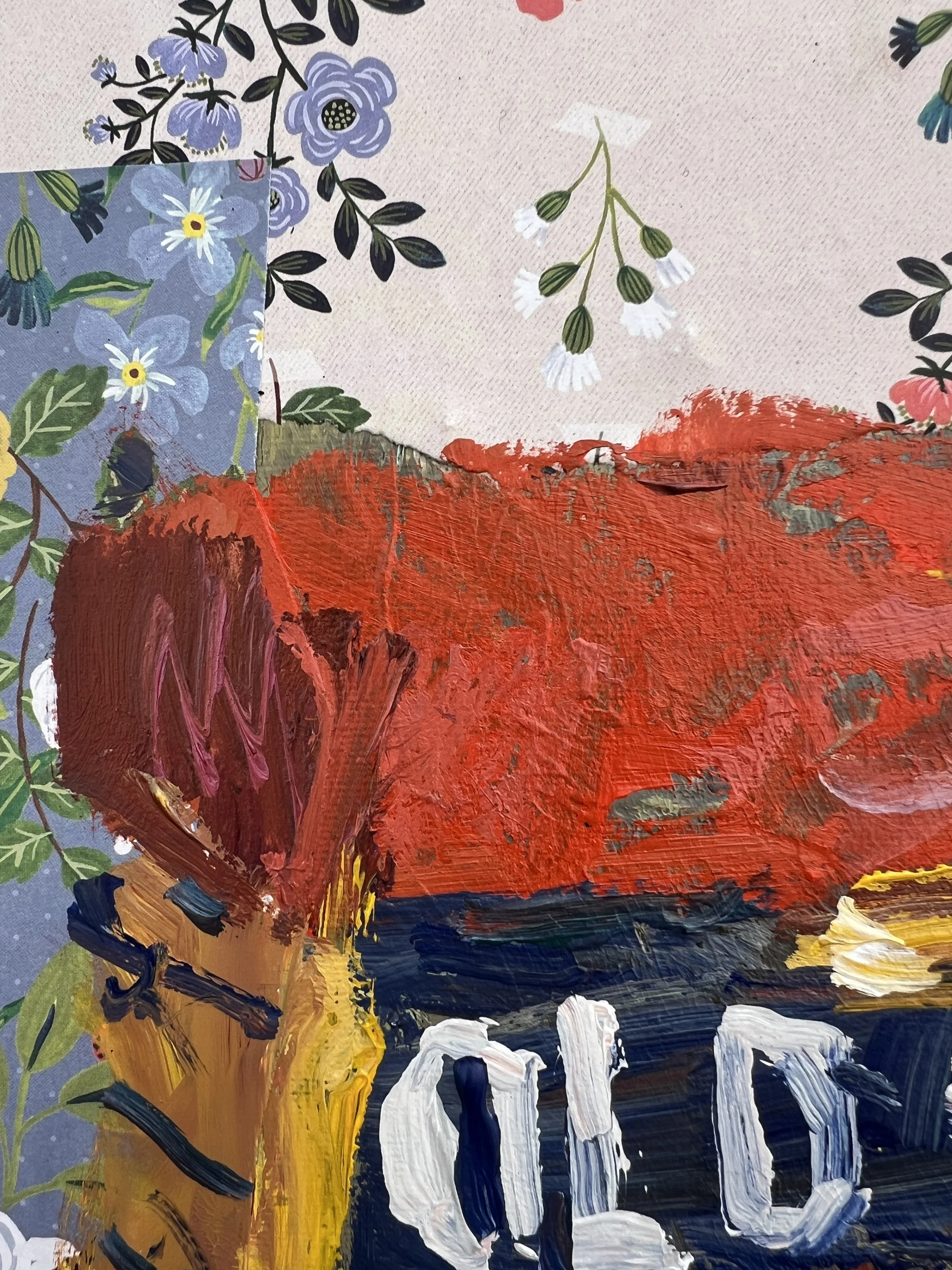 Detail view of Loose expressive original painting of Old Bay seasoning can