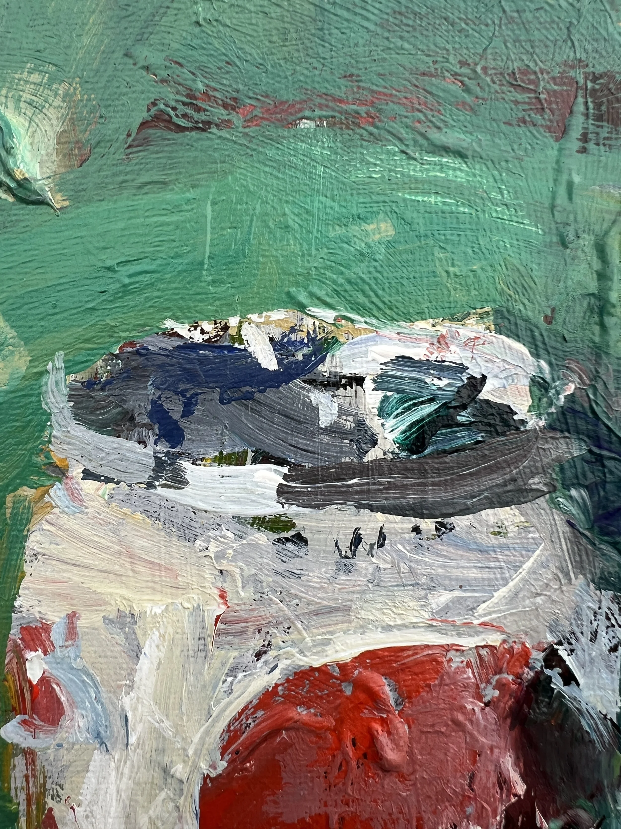 Detail view of Loose expressive acrylic painting of a Pepsi Cola can