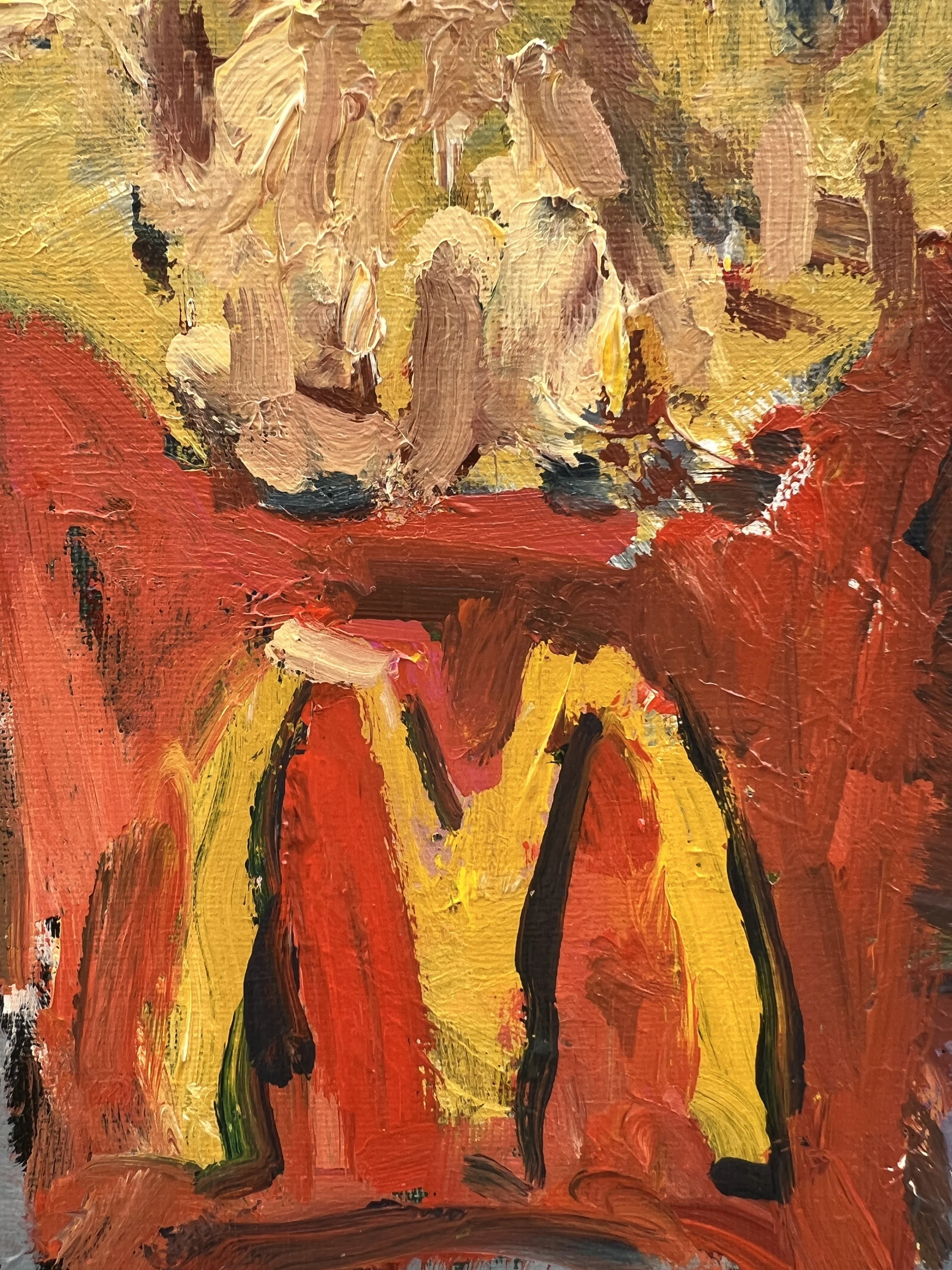 Brushwork detail of Loose expressive original painting of McDonald's french fries