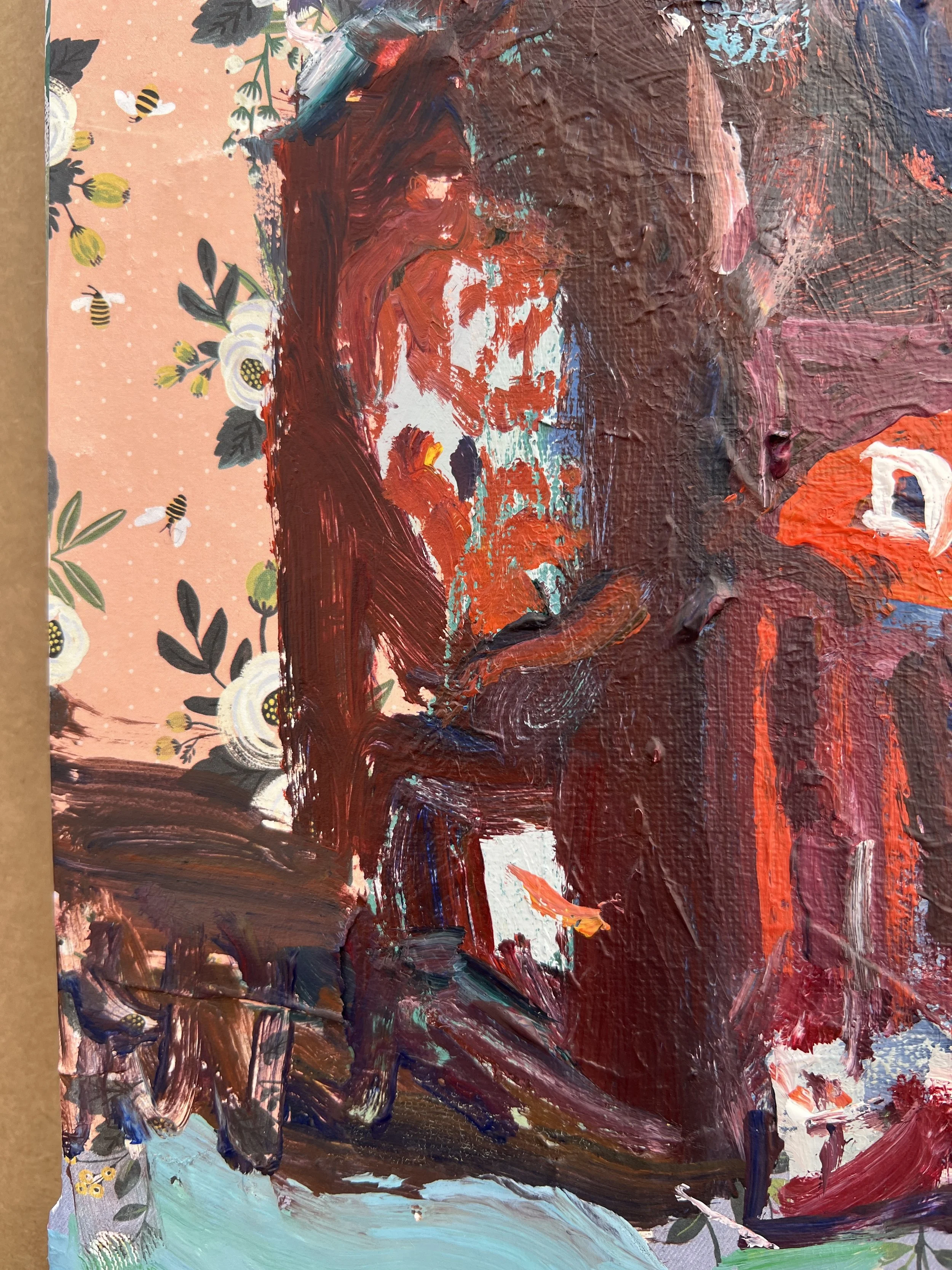 Texture detail of Loose expressive original painting of Dr Pepper 4-pack soda cans