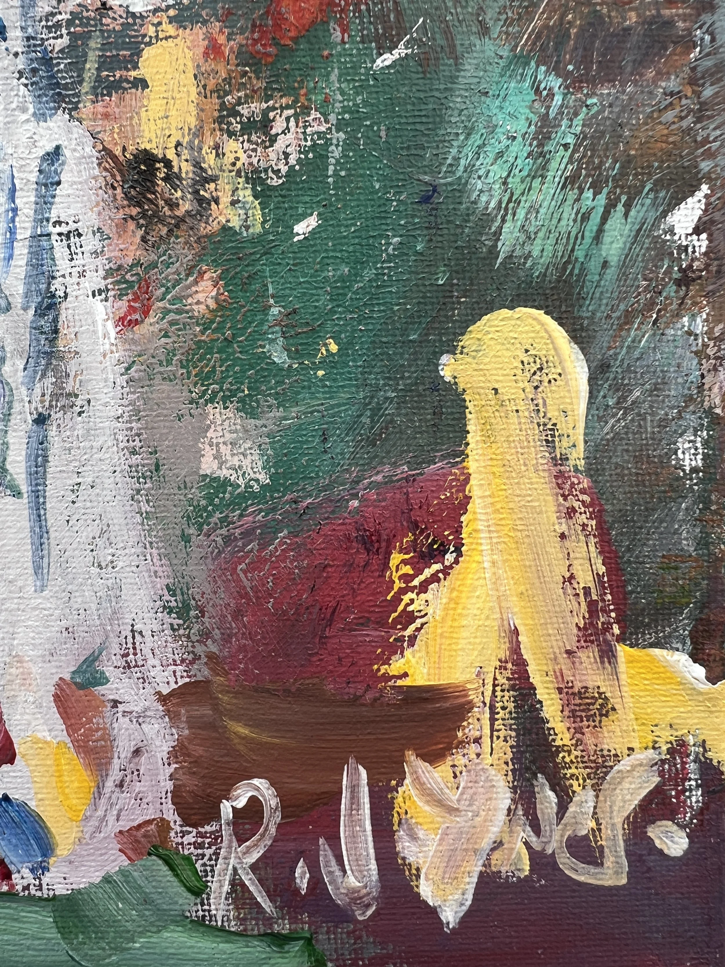 Detail view of Bold expressive painting of Wonder Bread loaf bag