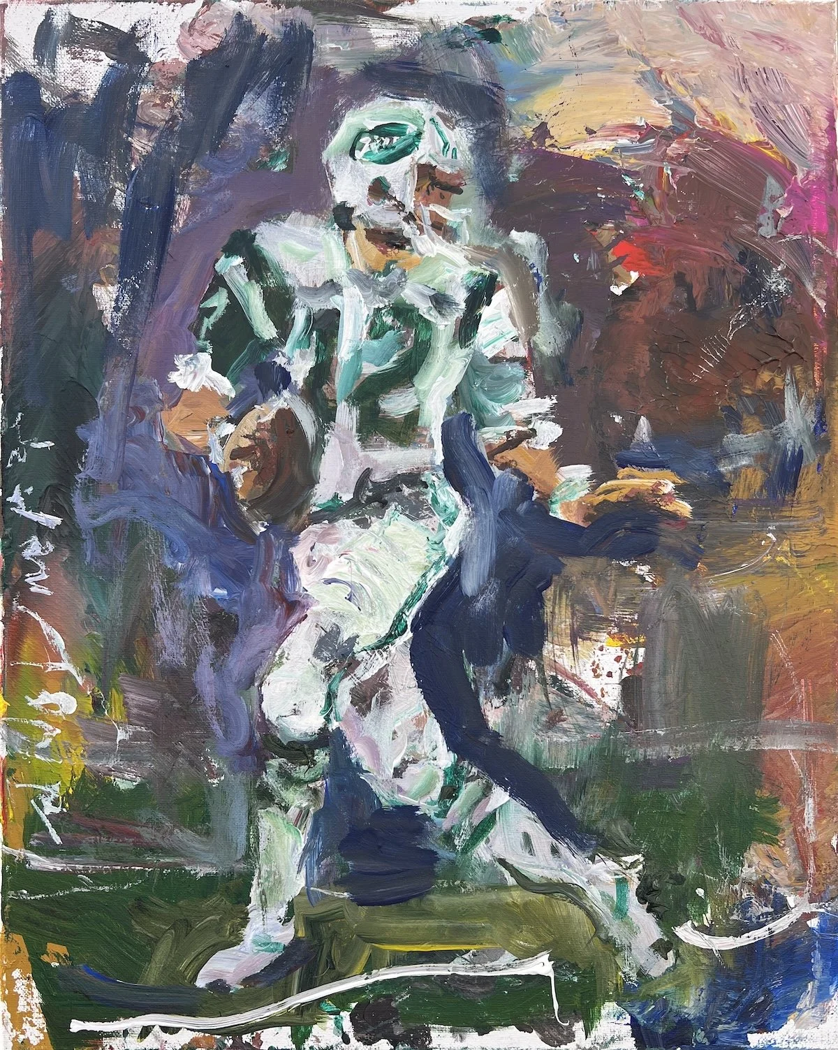 Original abstract painting Joe Namath of the New York Jets
