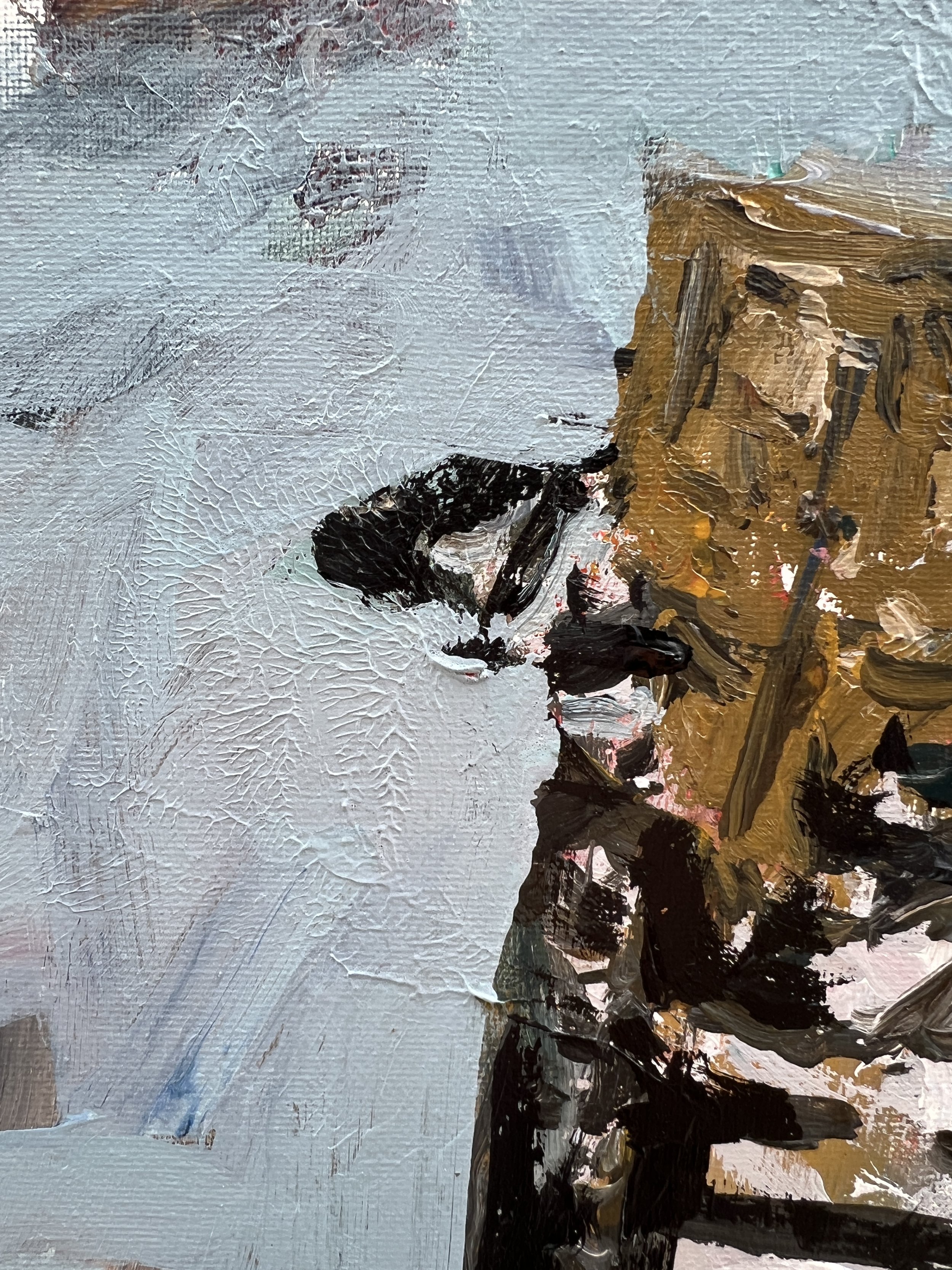 Detail view of Loose expressive original painting of Hershey's chocolate bar