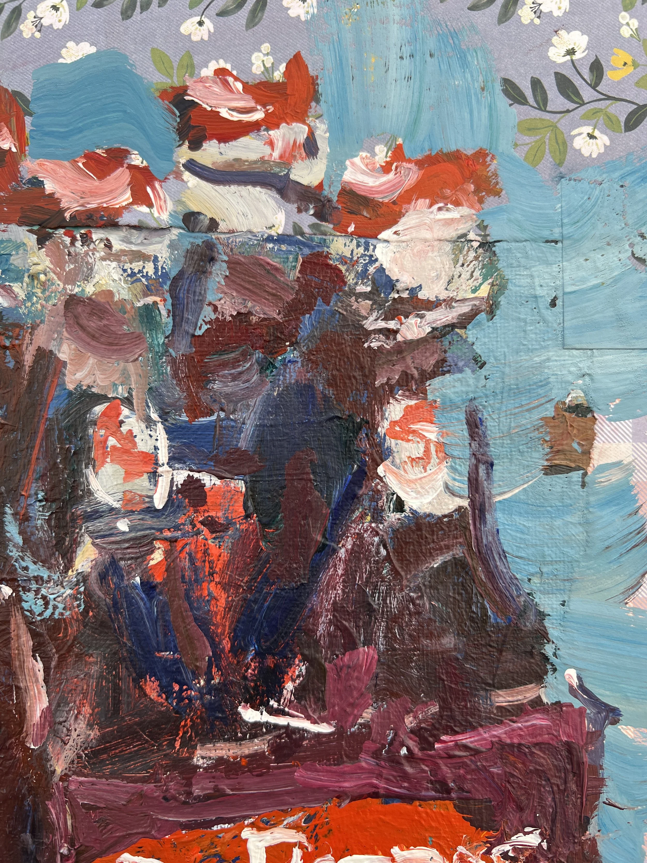 Close-up of Loose expressive original painting of Dr Pepper 4-pack soda cans