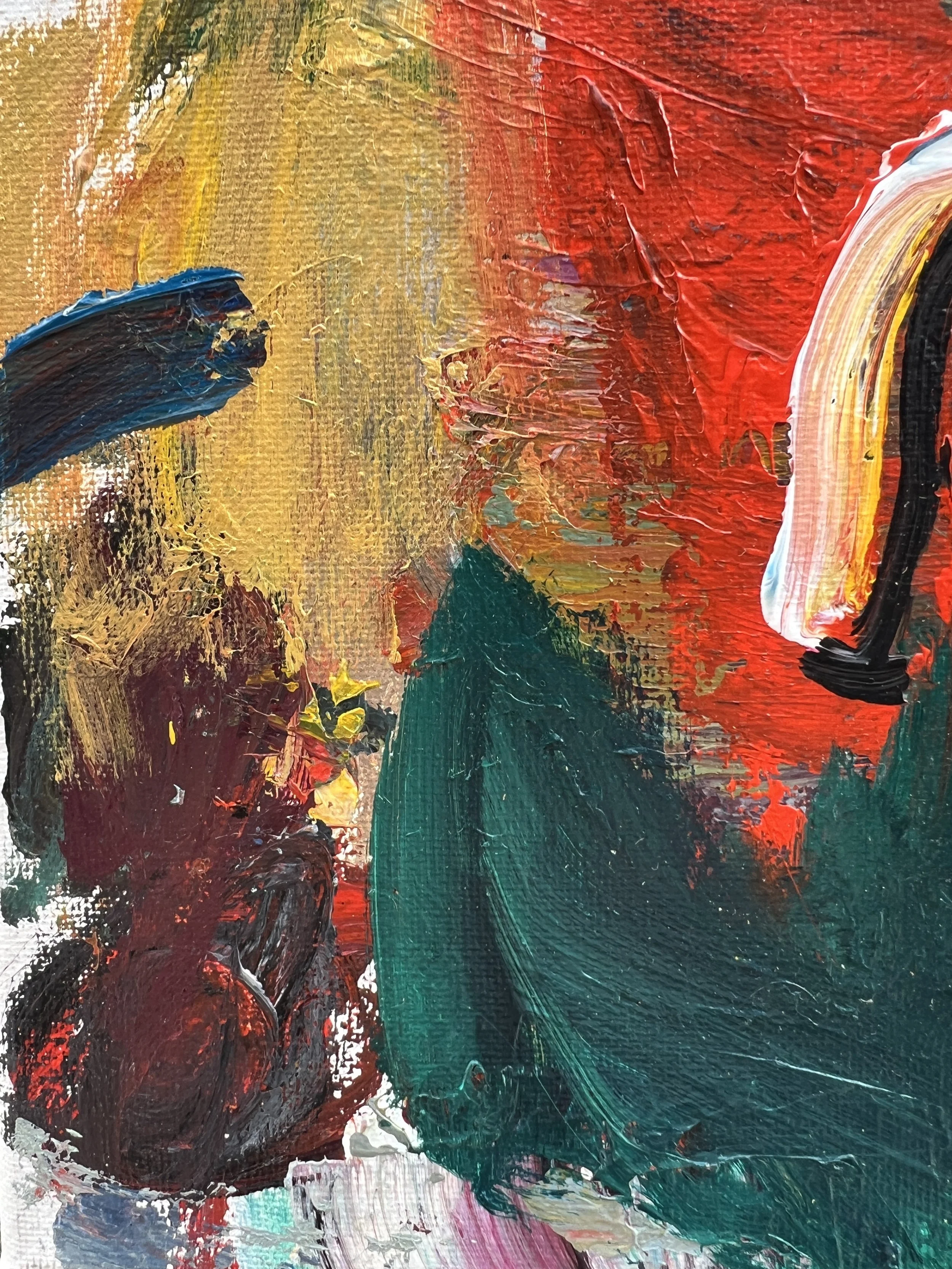 Brushwork detail of Loose expressive original painting of McDonald's french fries