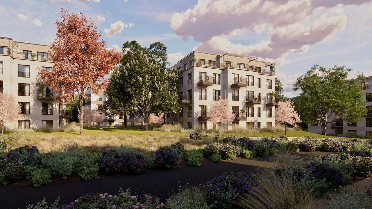 Vizualizace domů bytové zástavby.