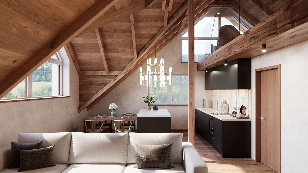 Vizualizace interiéru podkrovního bytu