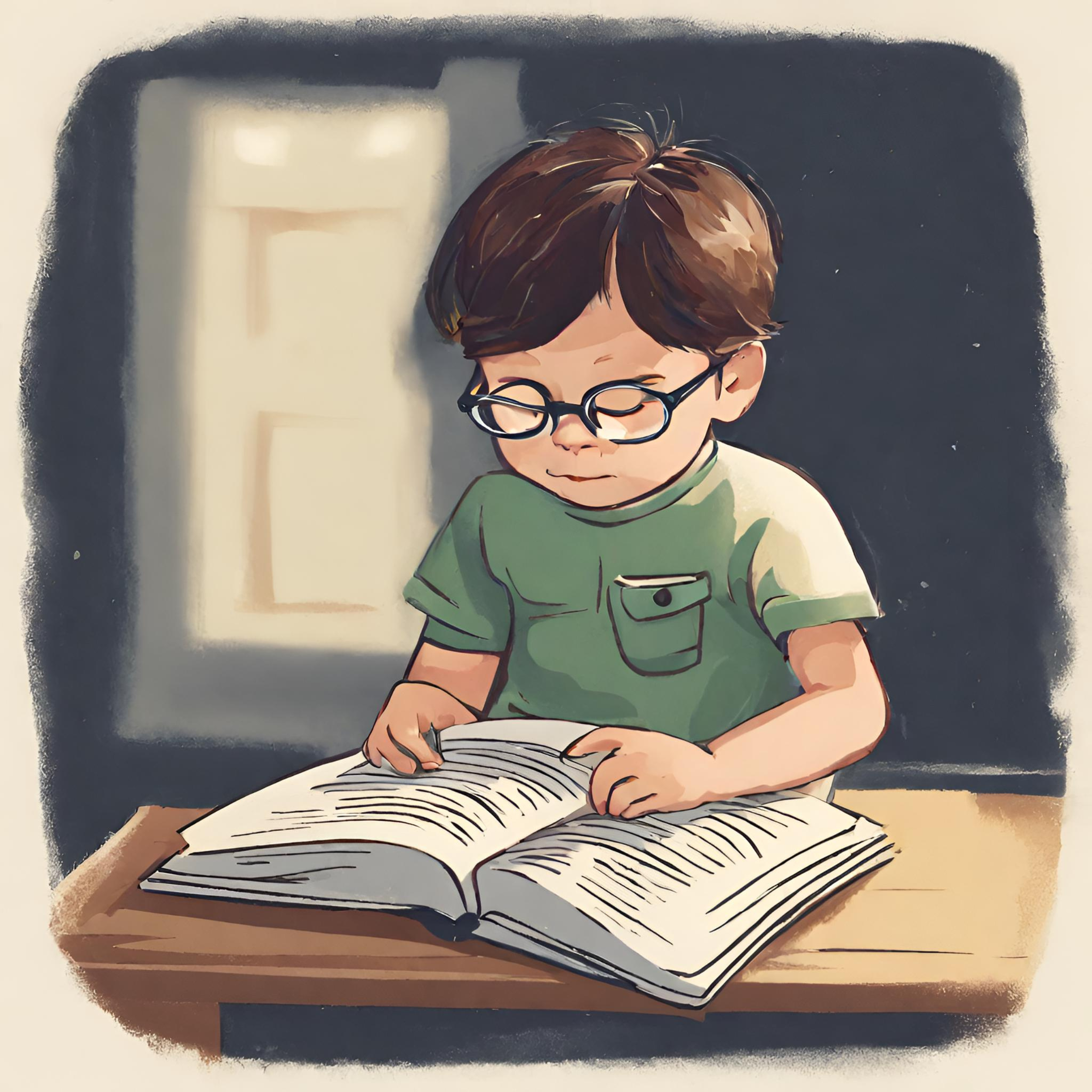 graphic of a boy reading
