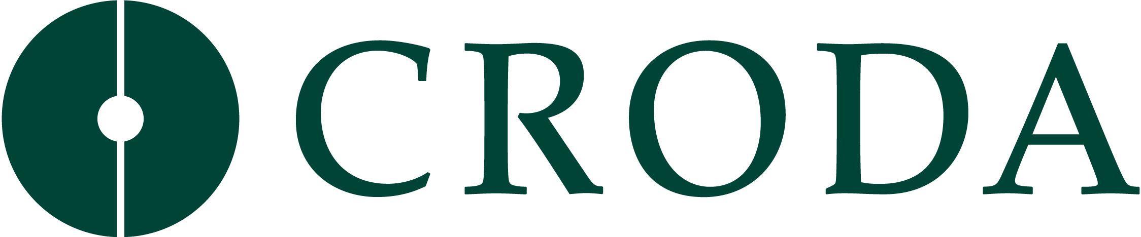 Logo with a dark green circular icon resembling a speedometer and the word 'CRODA' in dark green capital letters.