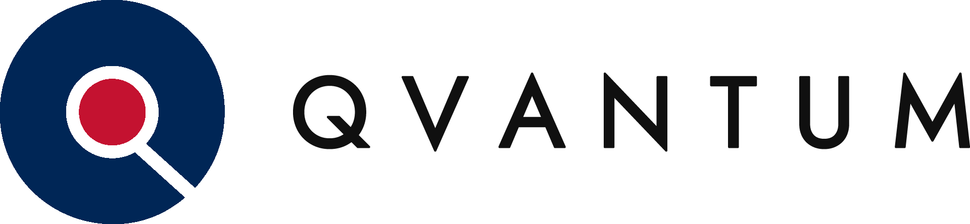 Qvantum logo with the word 'Qvantum' next to a Q symbol in blue, black, and red colors.