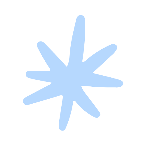 Light blue starburst shape with an organic edge.