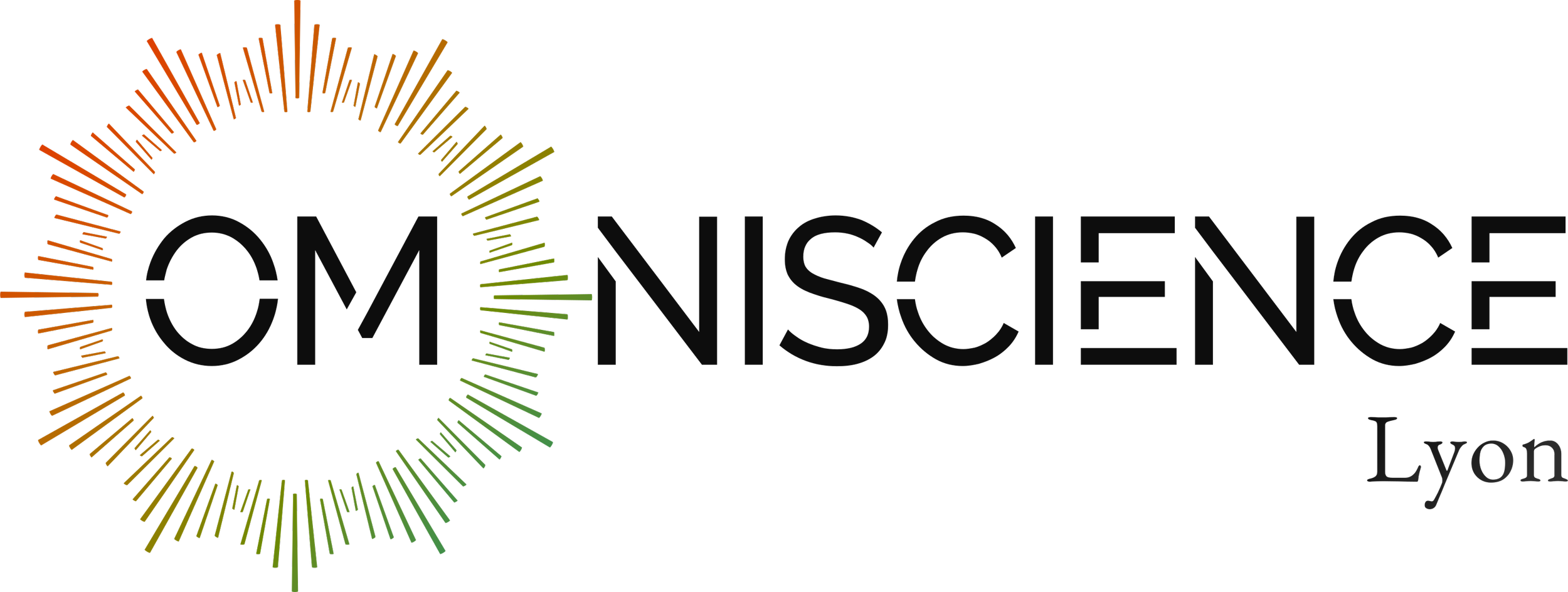 Logo d'Omniscience avec un cercle coloré en dégradé allant du rouge à vert, entourant le texte "OMNISCIENCE Lyon".