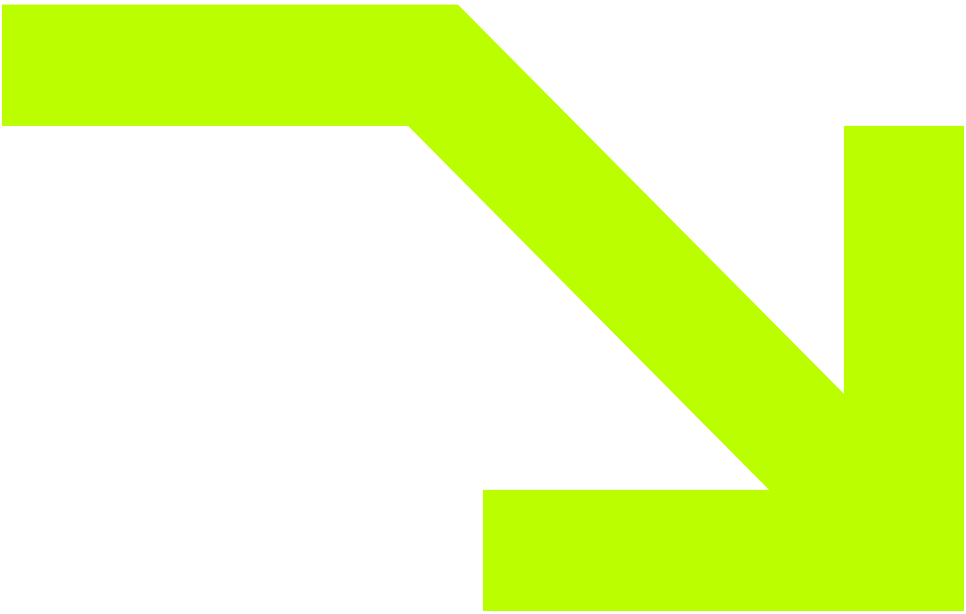 Diagramm mit einem nach unten gerichteten Pfeil in hellgrün und schwarz auf schwarzem Hintergrund.