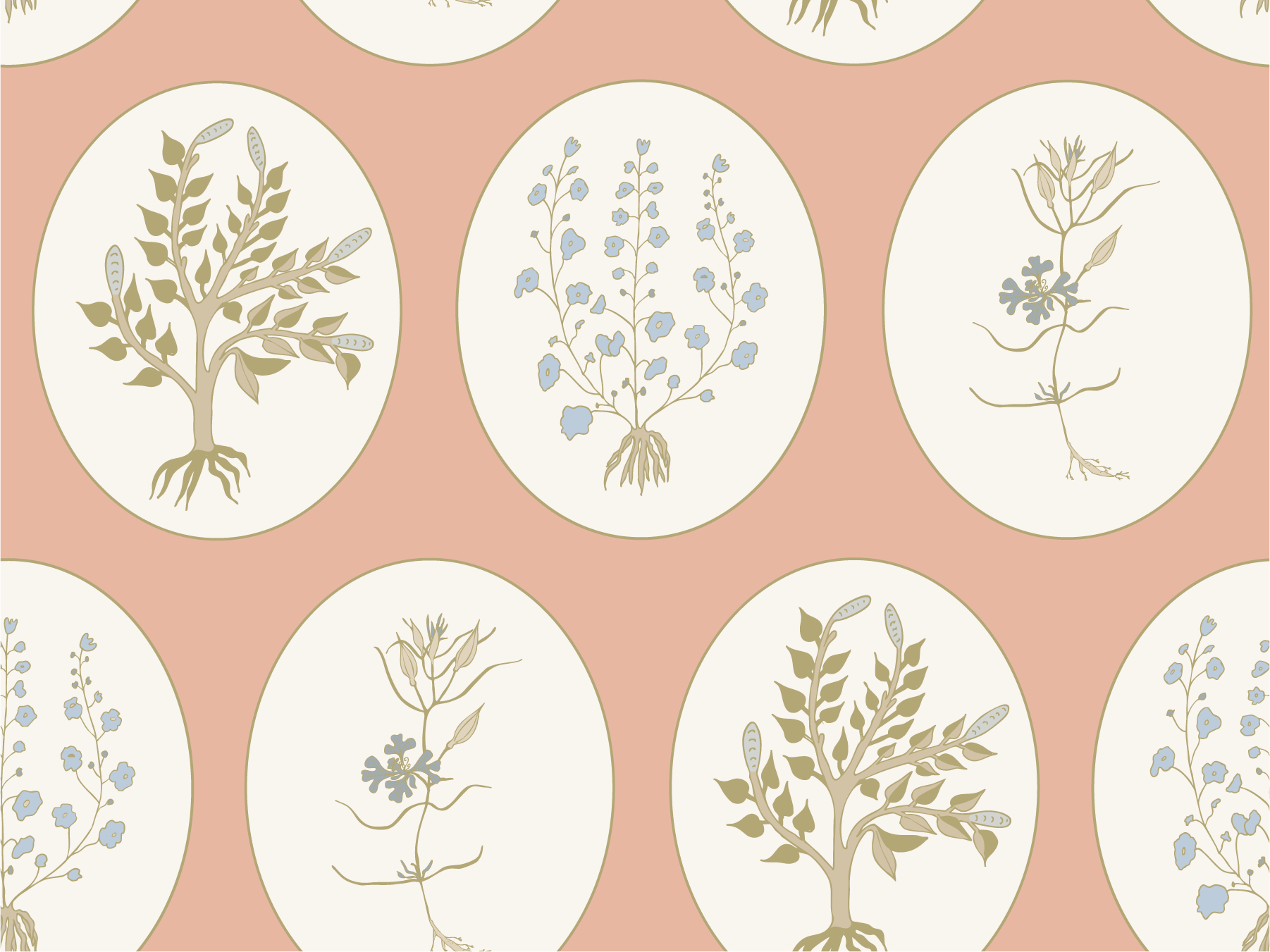 Oval Herbarium Tea Rose