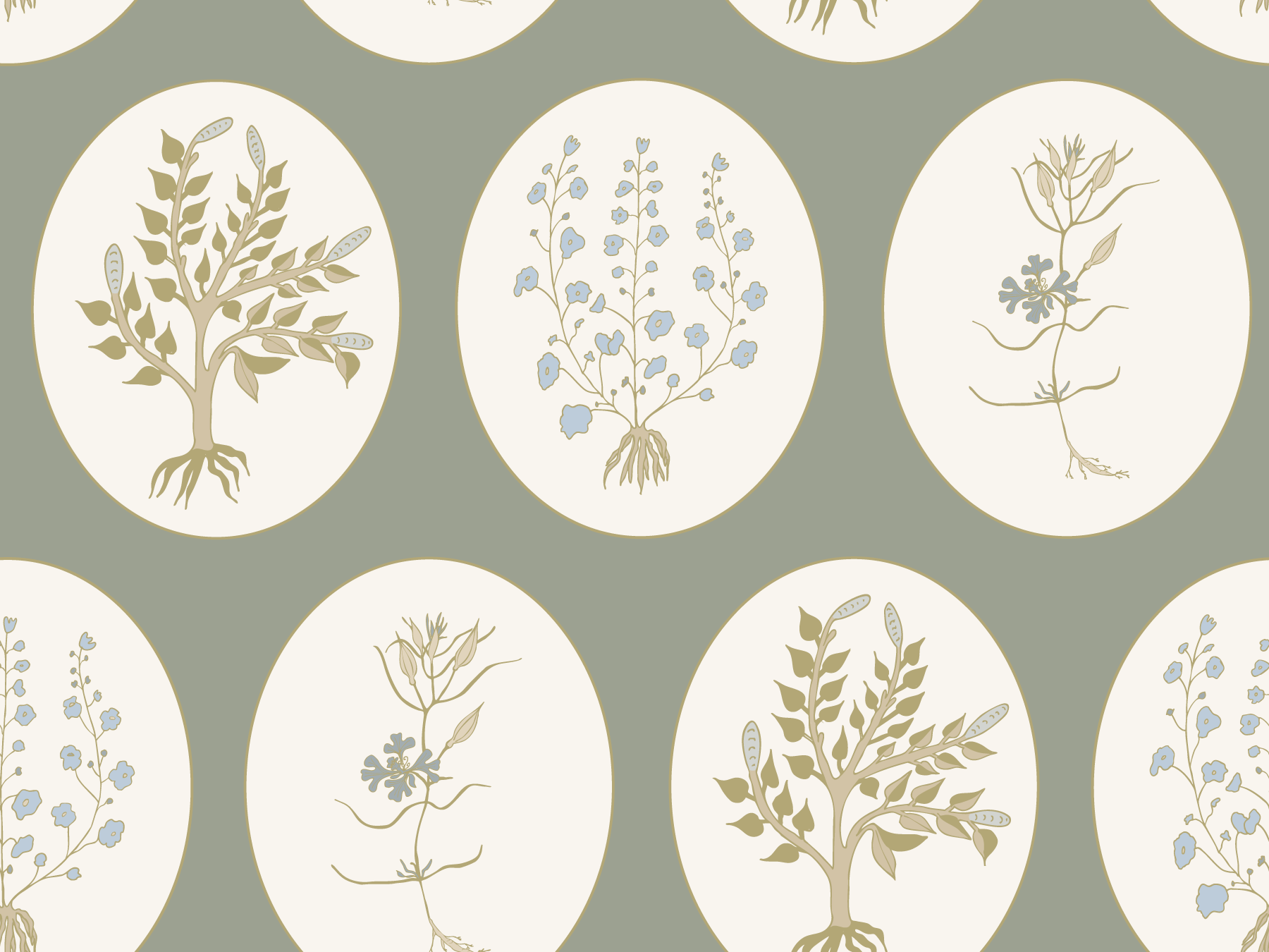 Oval Herbarium Green