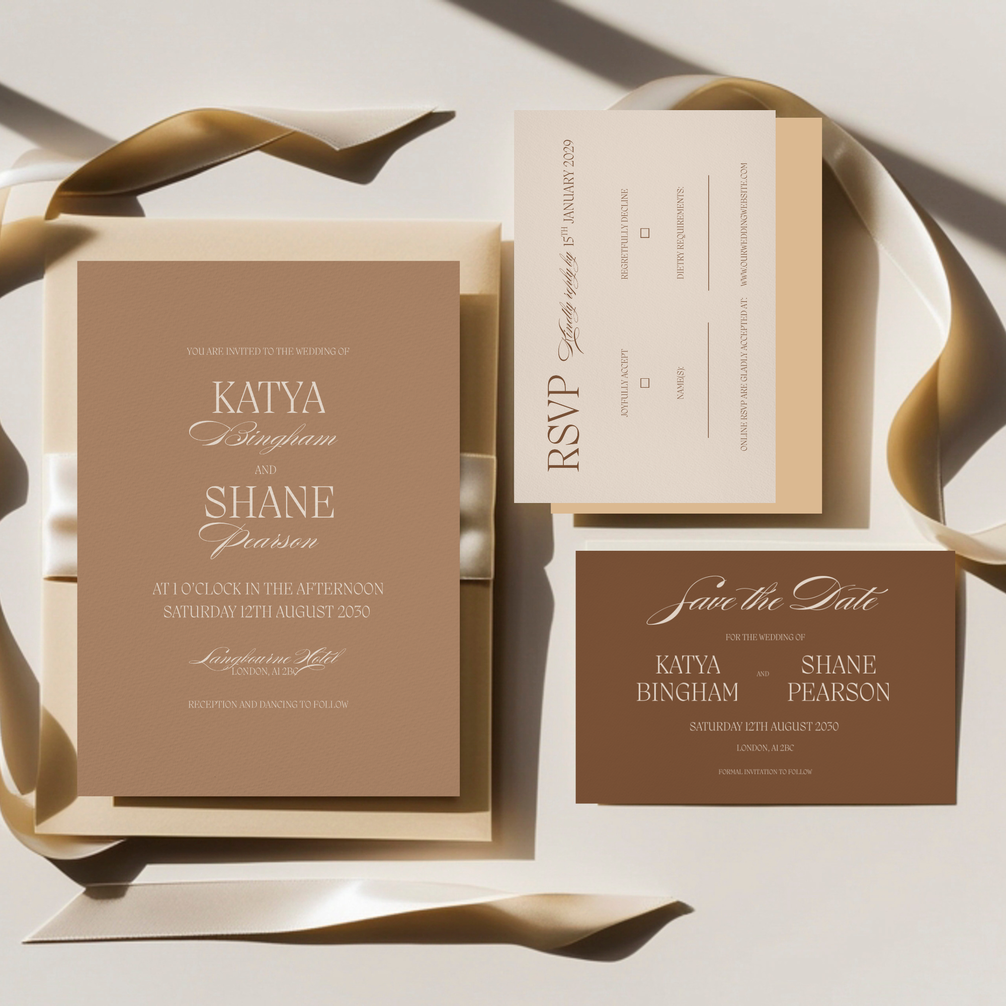 Chocolate Wedding Invitation Suite | Canva Template (Instant Download)