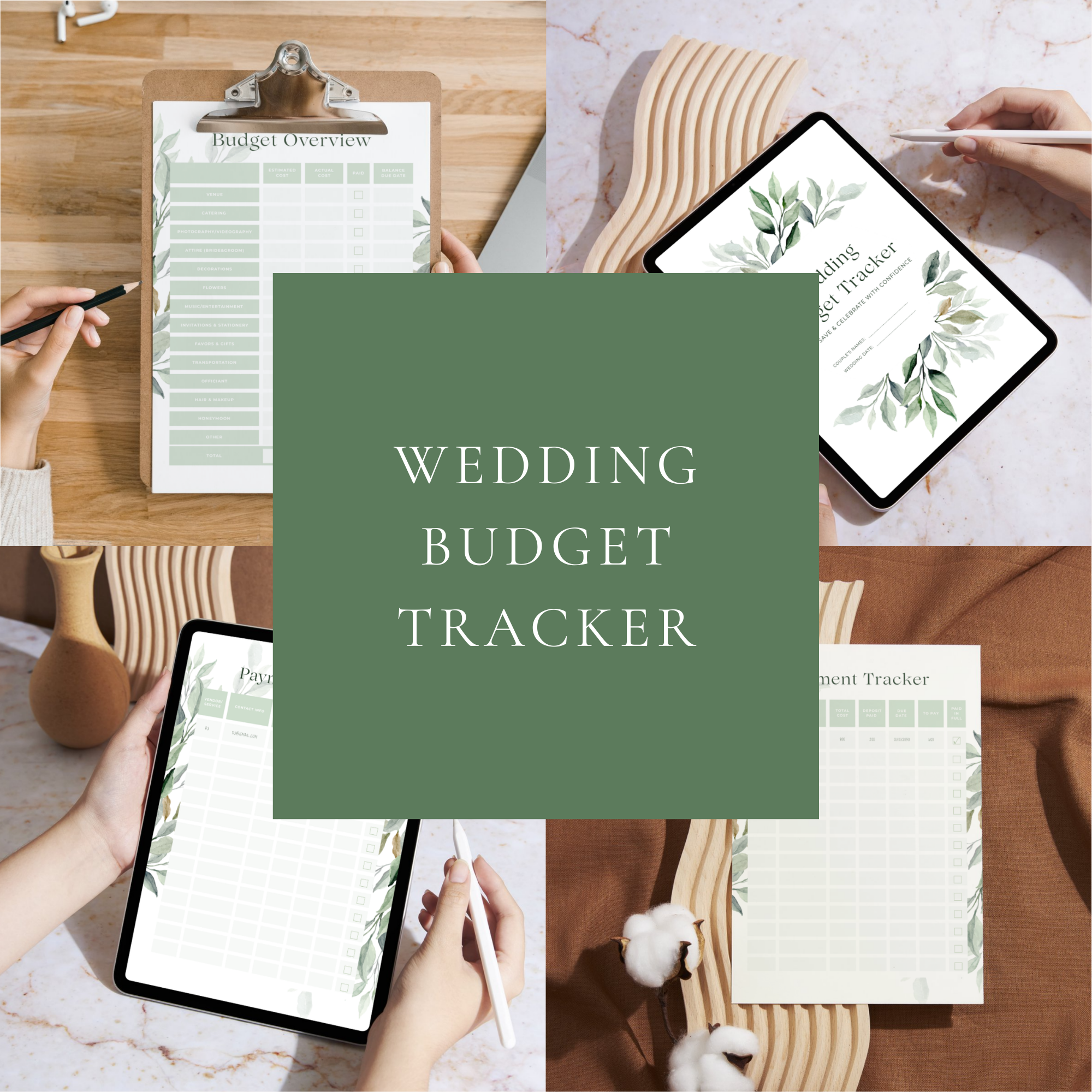Wedding Budget Planner – Canva Editable Template & Printable A4 PDF