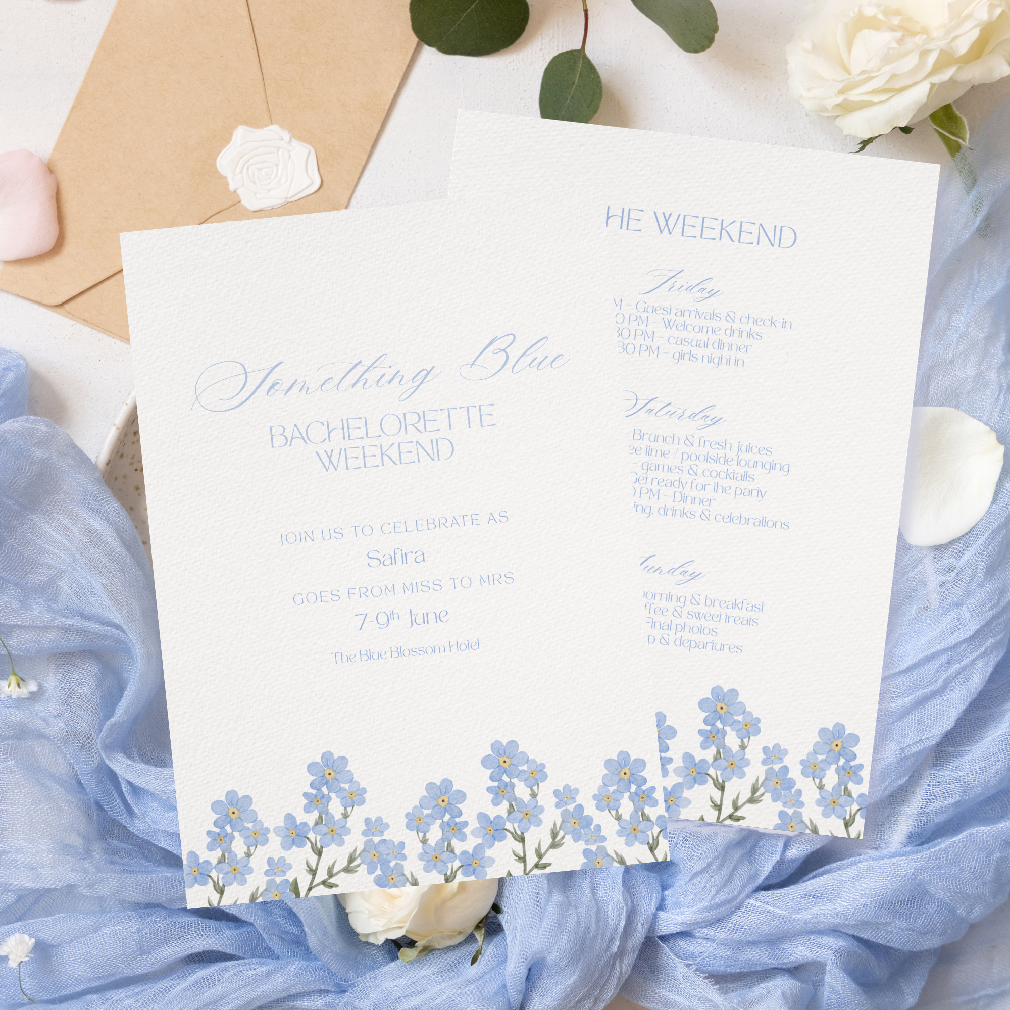 Something Blue Bachelorette Weekend Invitation | Canva Template (Instant Download)