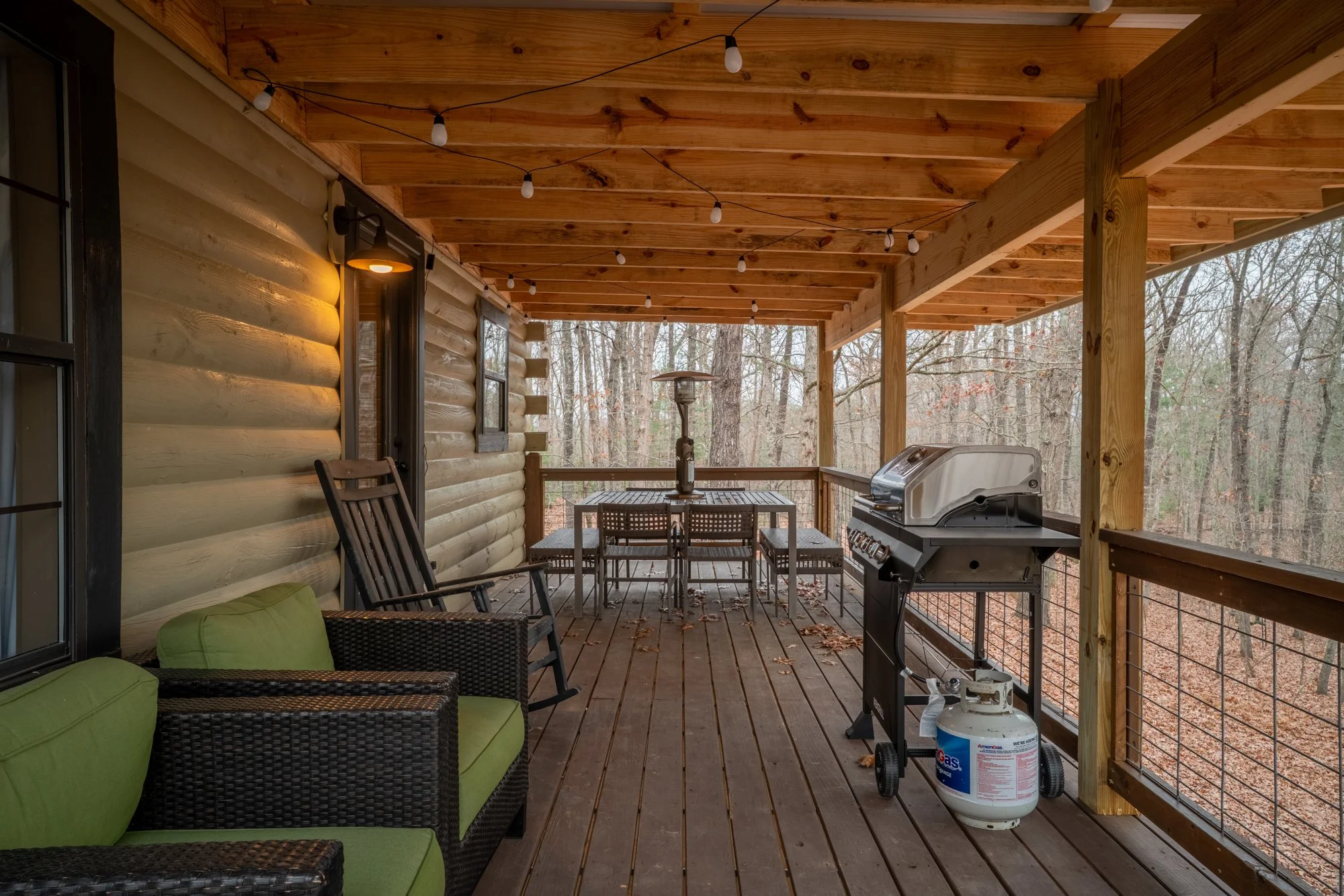 Outdoor deck examples from The Wizard Hideout in Blue Ridge, Georgia