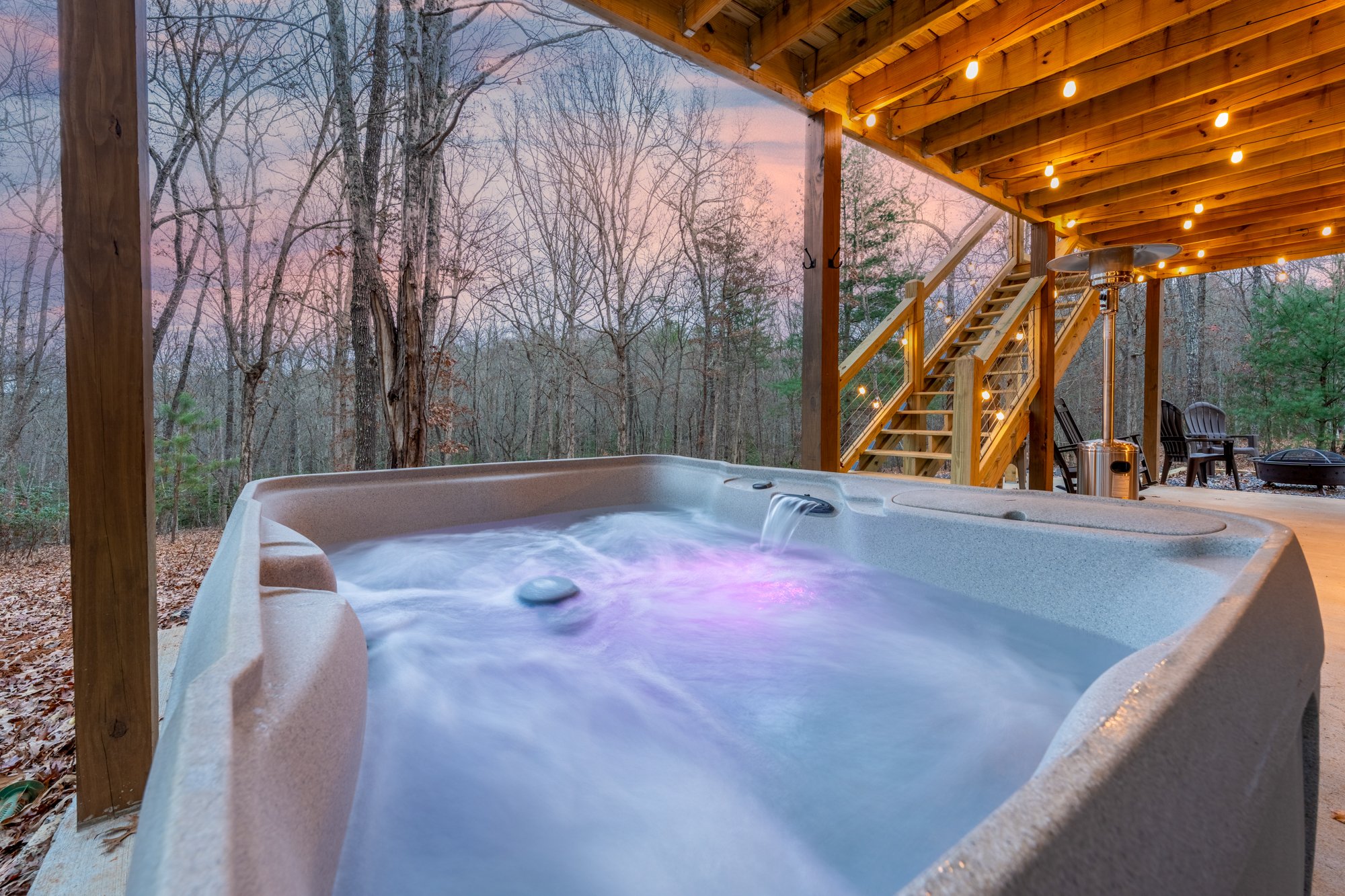Hot tub view from blue ridge cabin rentals