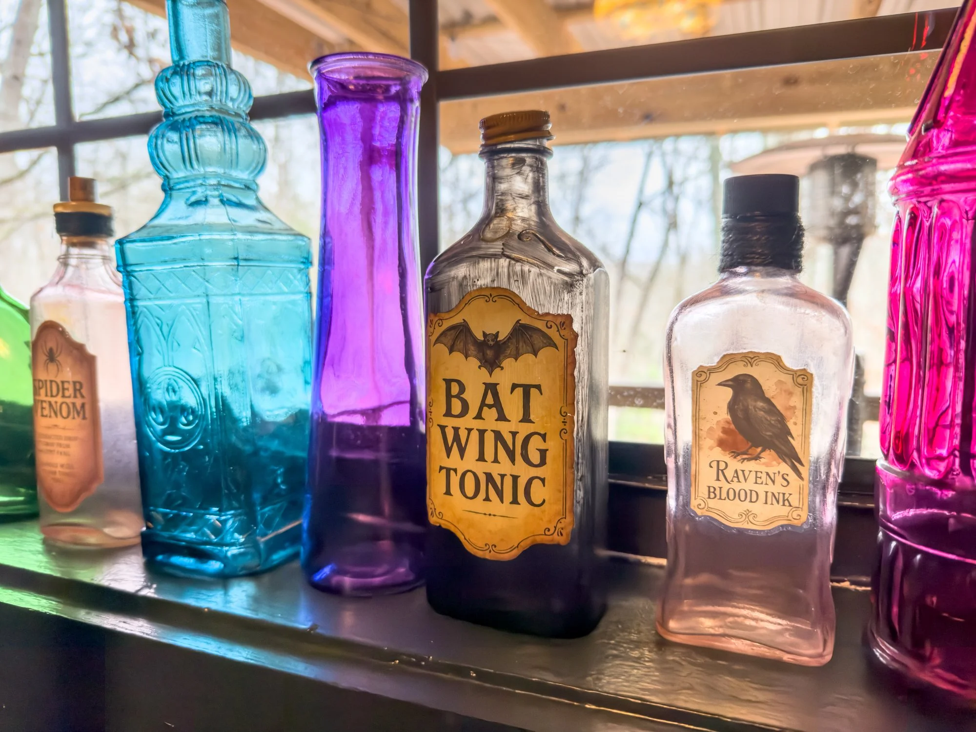 Magic vials window at The Wizard Hideout