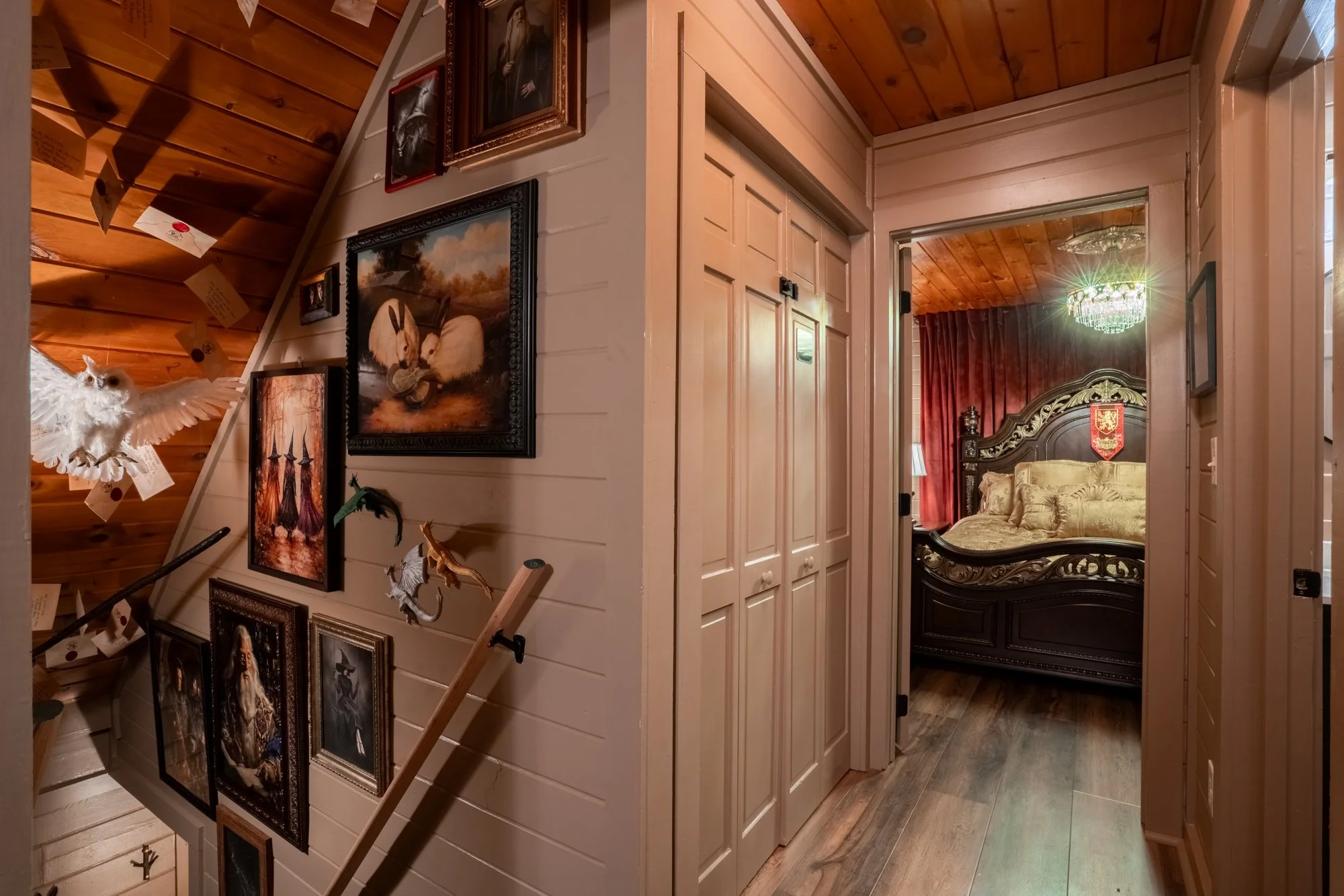 The view from the top of the stairs at the harry potter airbnb