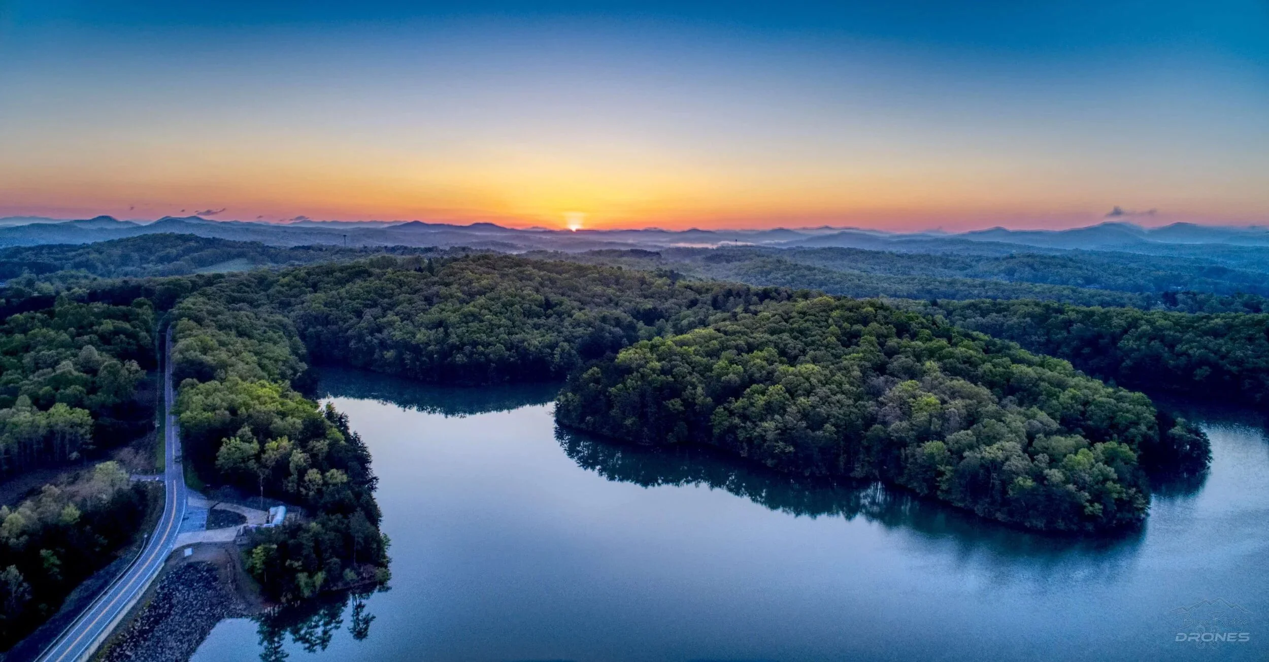 Sunset over lake Blue Ridge in Blue Ridge, Georgia