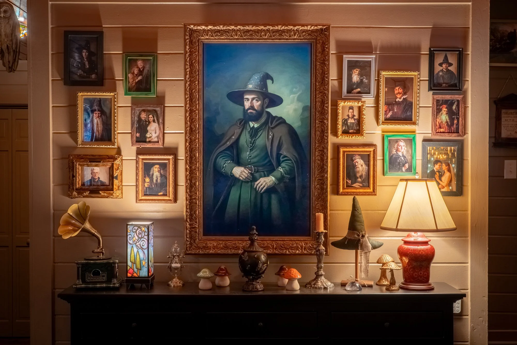 Animated living portrait feature at The Wizard Hideout, a uniquely immersive Airbnb in Georgia