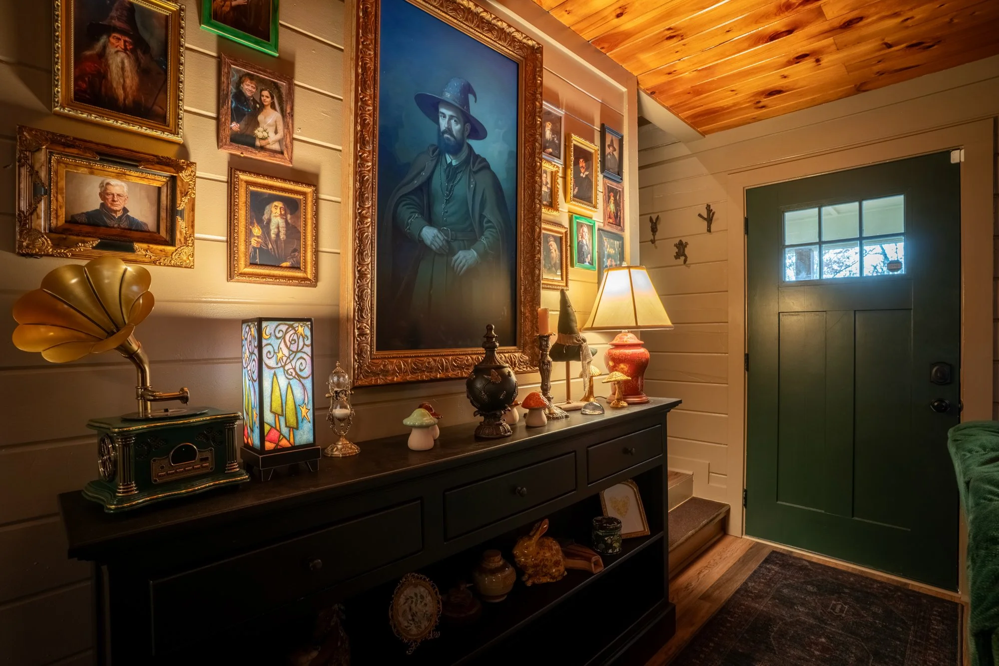 The Wizard Hideout entry table with wizard decor