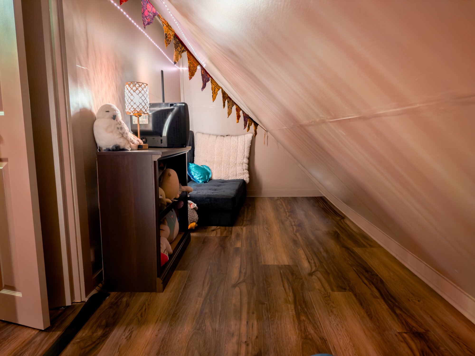 The Harry Potter cupboard under the stairs at The Wizard Hideout in Blue Ridge, Georgia